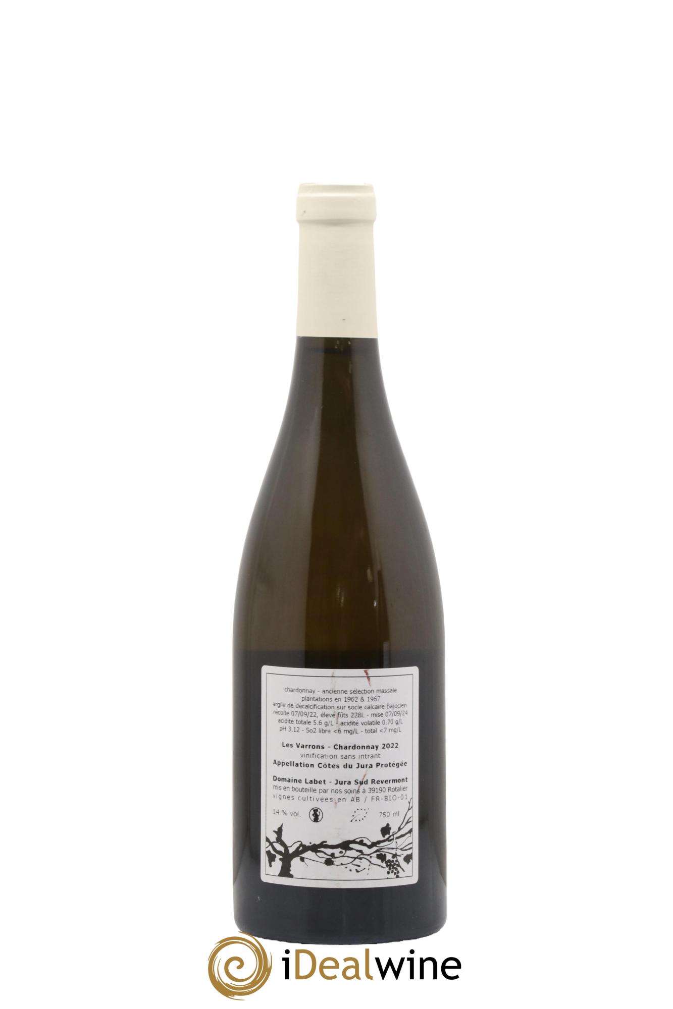 Côtes du Jura Chardonnay Les Varrons Romain - Julien  - Charline Labet 2022 - Lot de 1 bouteille - 1