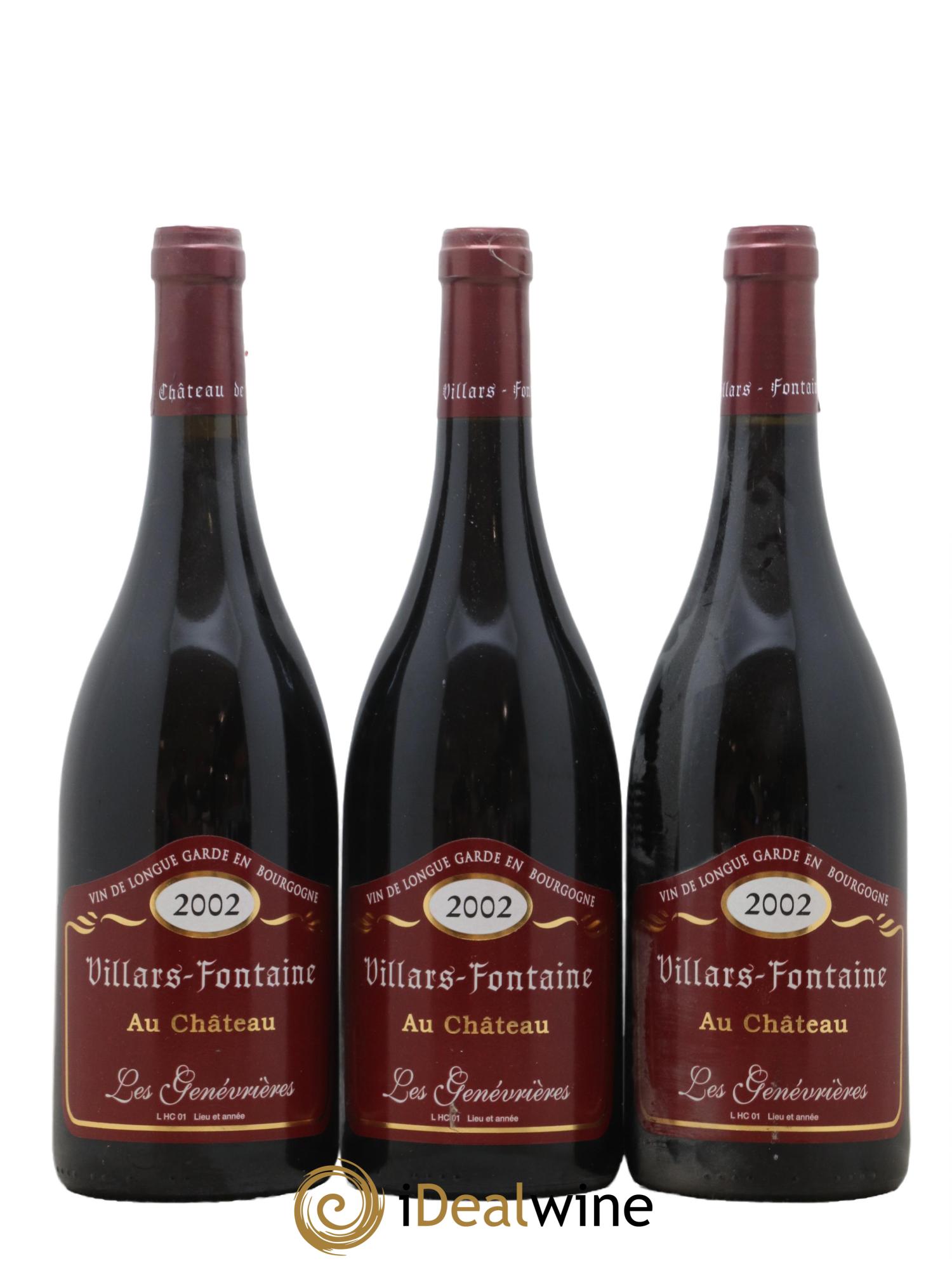 Hautes-Côtes de Nuits Les Genevrieres Domaine de Villars Fontaine 2002 - Lot de 3 bouteilles - 0