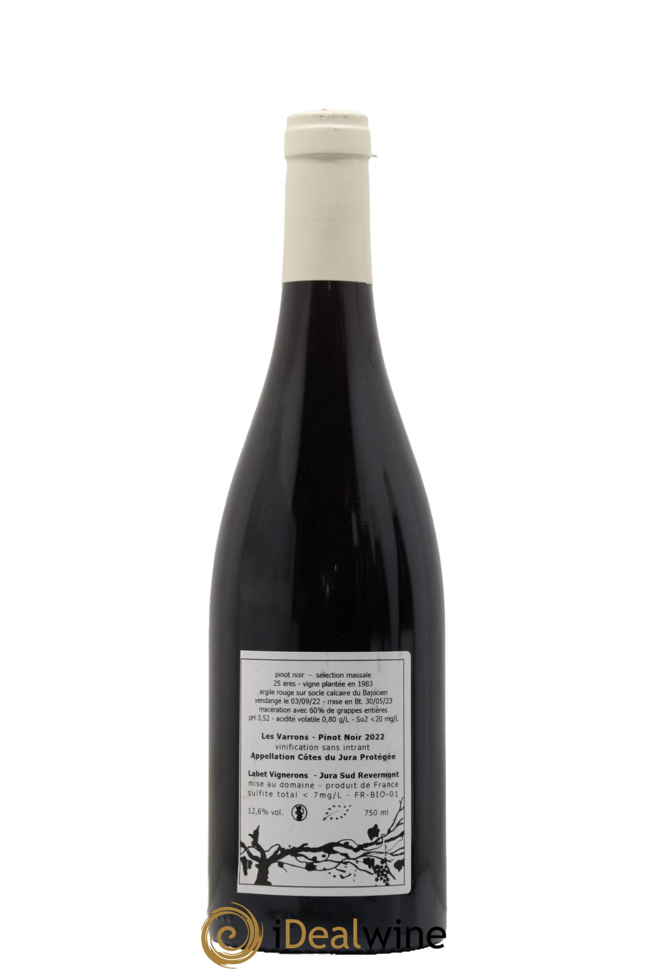 Côtes du Jura Pinot Noir Les Varrons Sélection Massale Romain - Julien - Charline Labet 2022 - Lot de 1 bouteille - 1