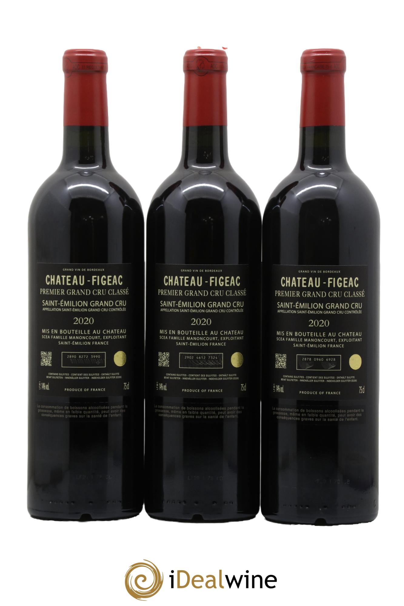 Château Figeac 1er Grand Cru Classé A 2020 - Lotto di 3 bottiglie - 1