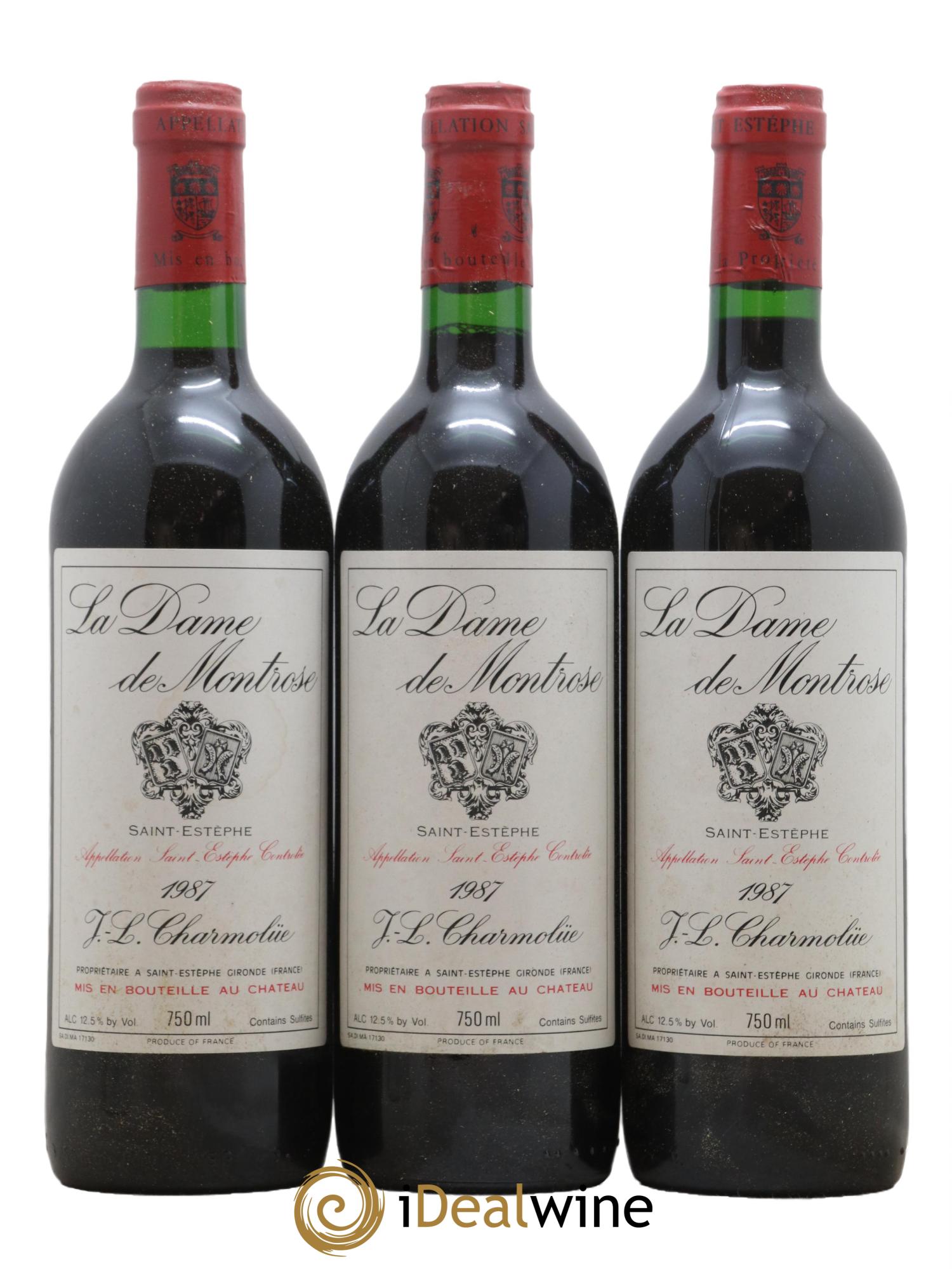 La Dame de Montrose Second Vin 1987 - Lot de 3 bouteilles - 0