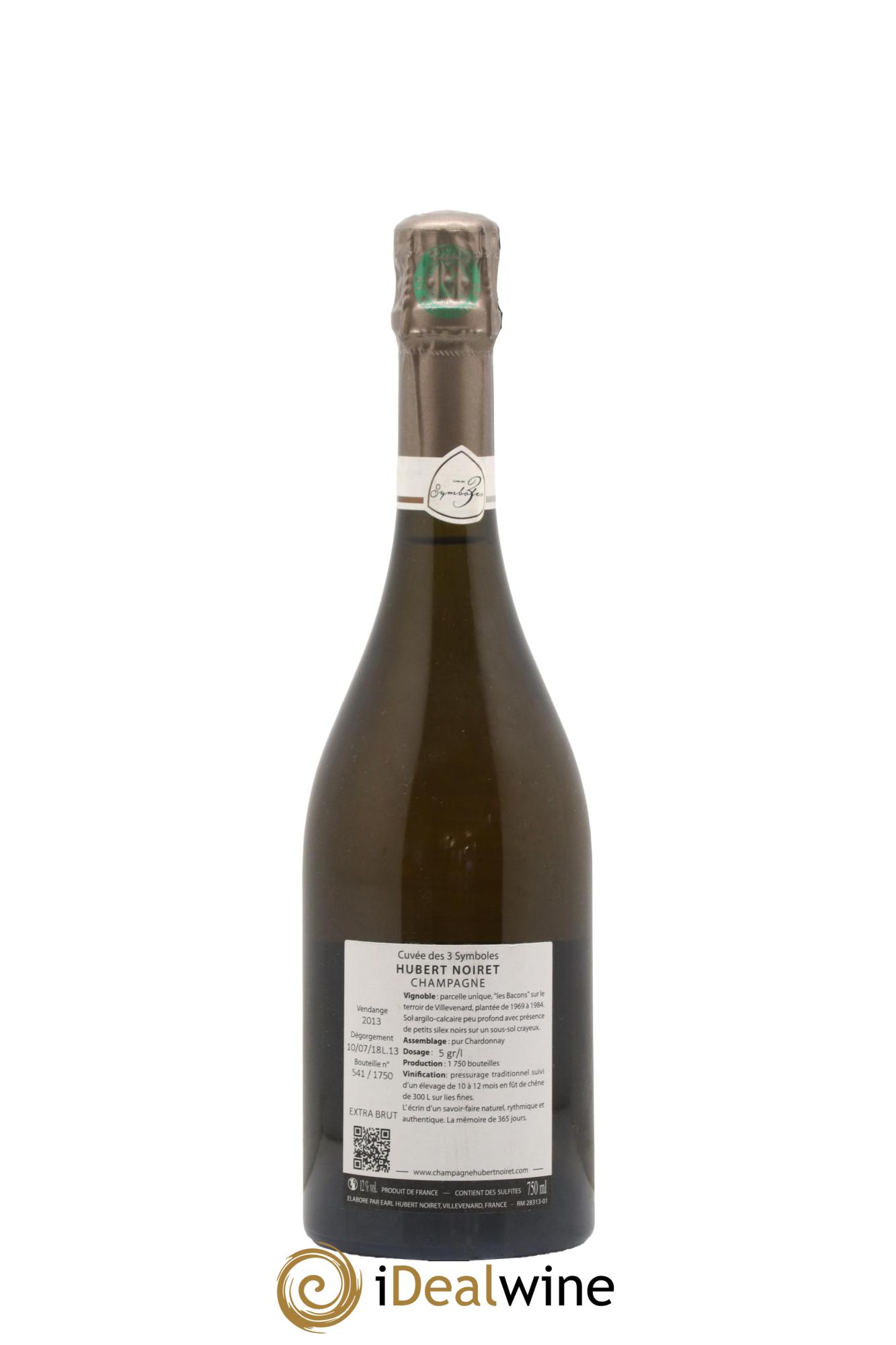 Champagne Cuvée Des 3 Symboles Maison Hubert Noiret 2013 - Lot de 1 bouteille - 1