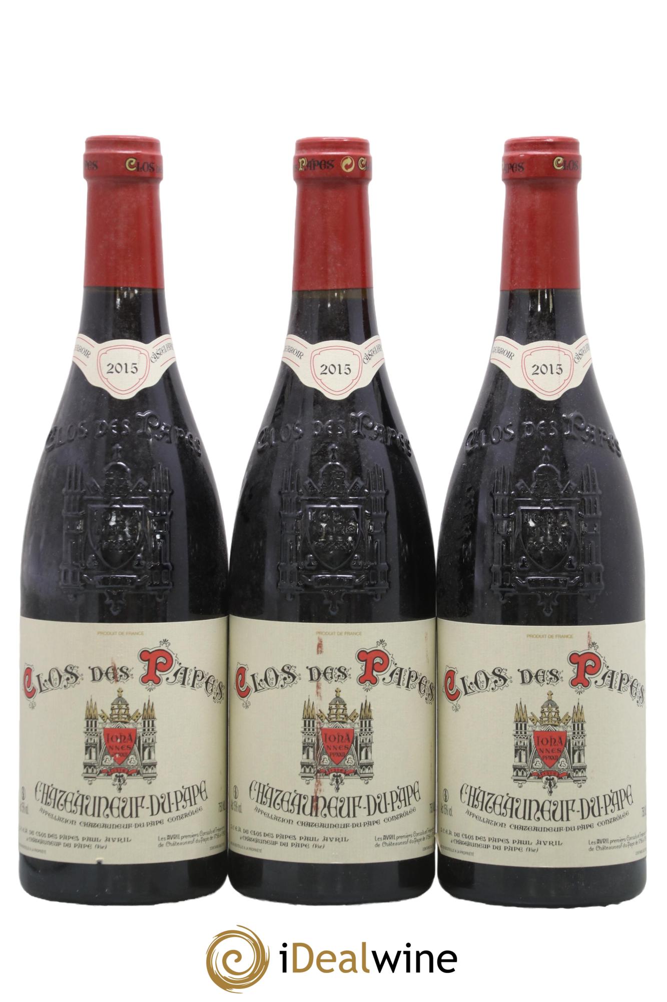 Châteauneuf-du-Pape Clos des Papes - Paul Avril 2015 - Lot de 3 bouteilles - 0