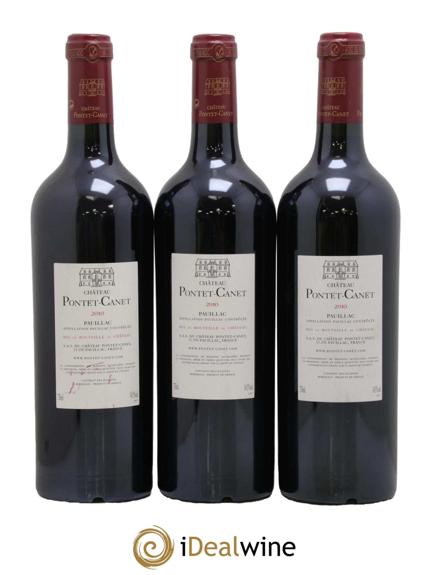Château Pontet Canet 5ème Grand Cru Classé 2010 - Posten von 3 Flaschen - 1