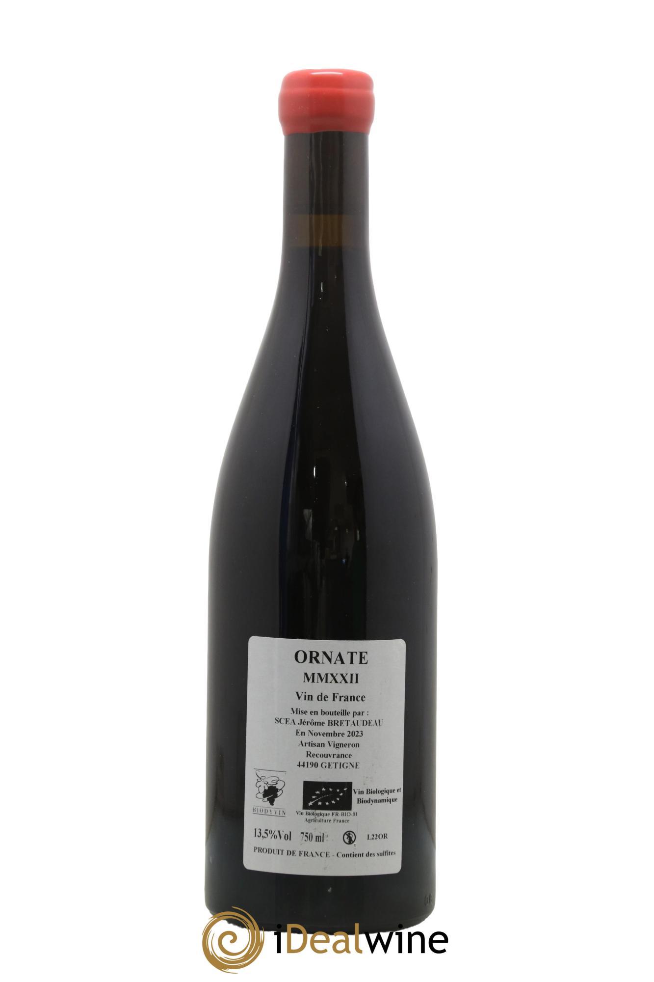 Vin de France Merlot Ornaté Jérôme Bretaudeau - Domaine de Bellevue 2022 - Lot de 1 bouteille - 1