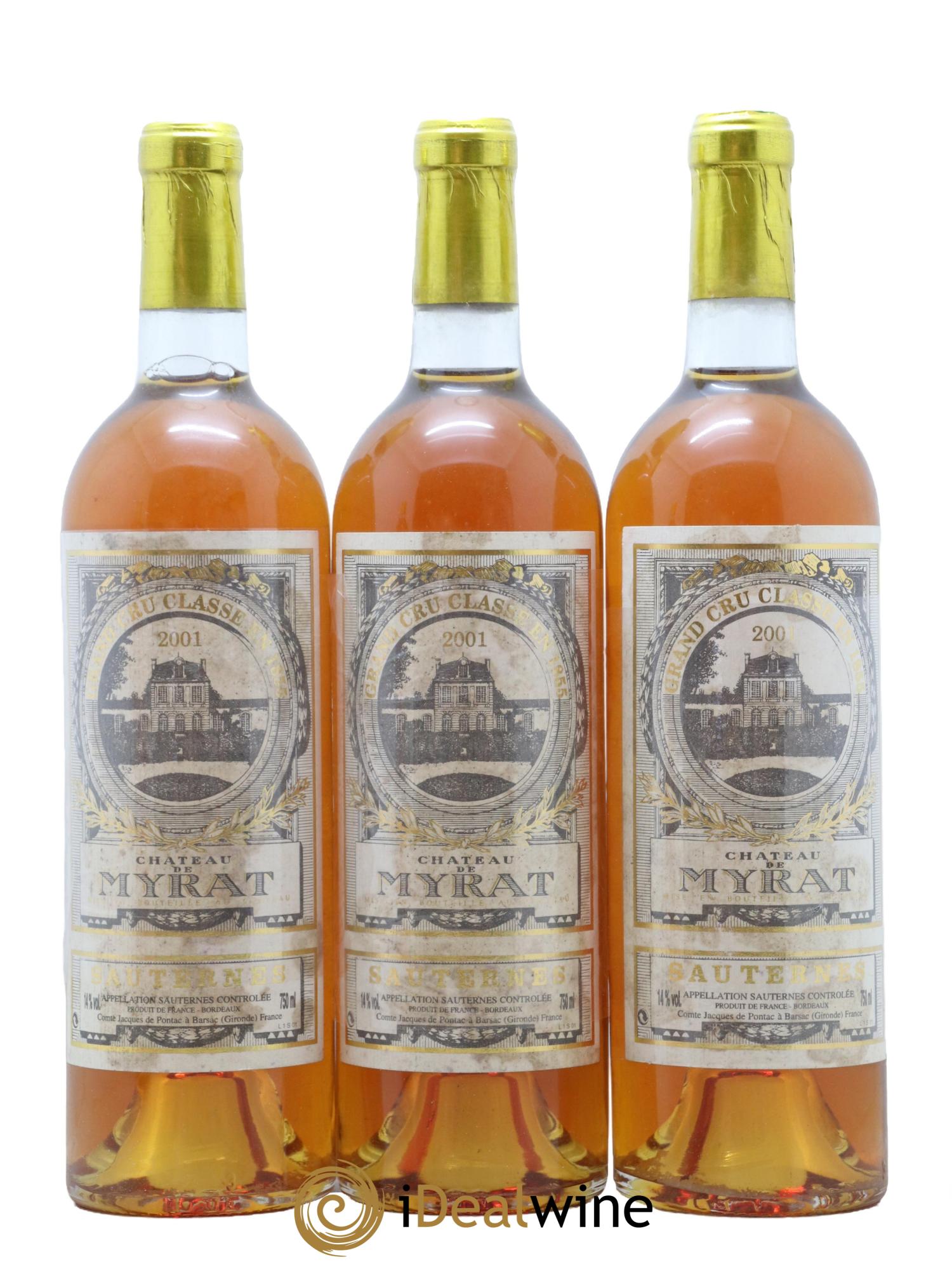 Château de Myrat 2ème Grand Cru Classé 2001 - Lotto di 3 bottiglie - 0