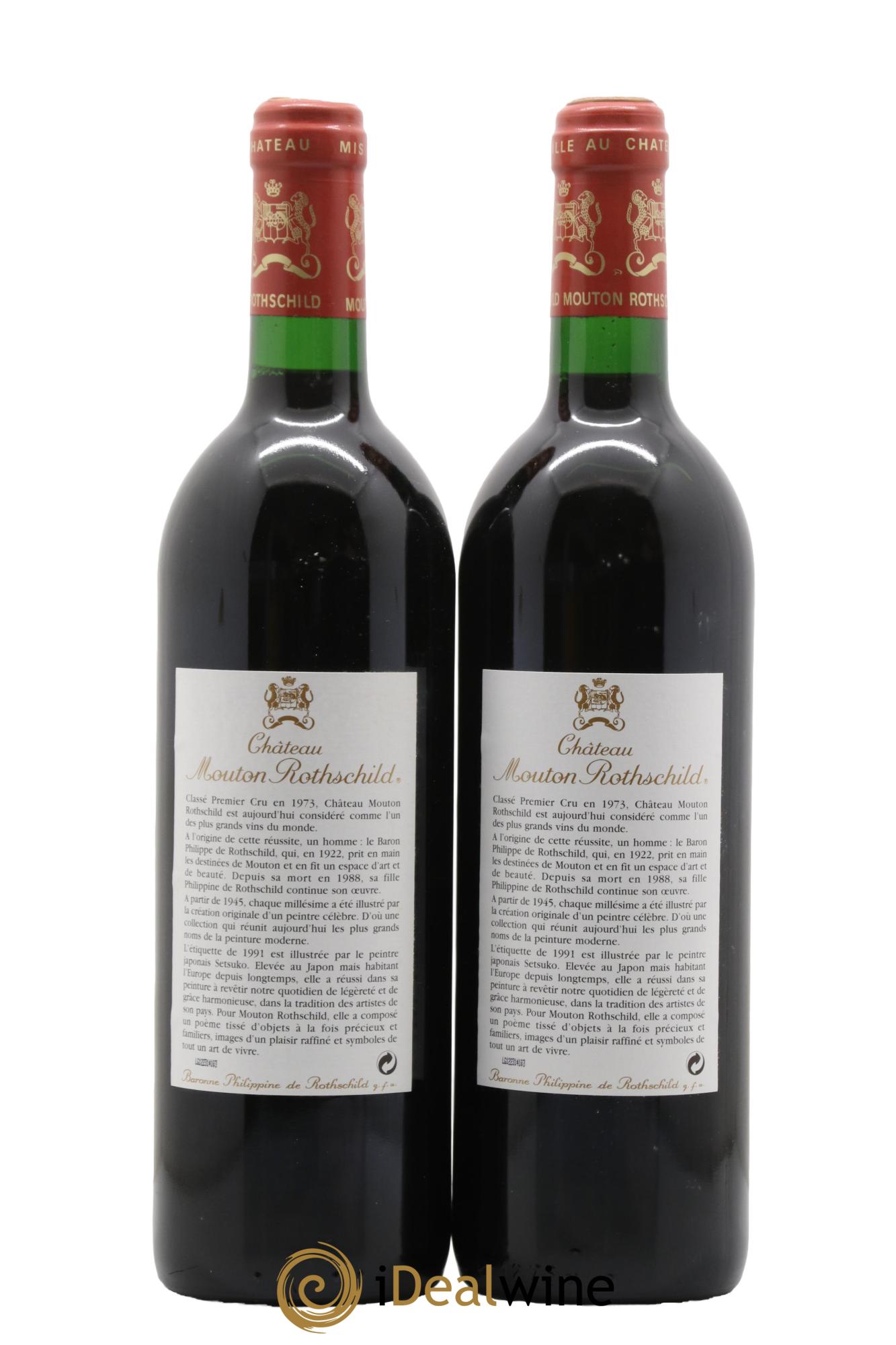 Château Mouton Rothschild 1er Grand Cru Classé  1991 - Lot de 2 bouteilles - 1
