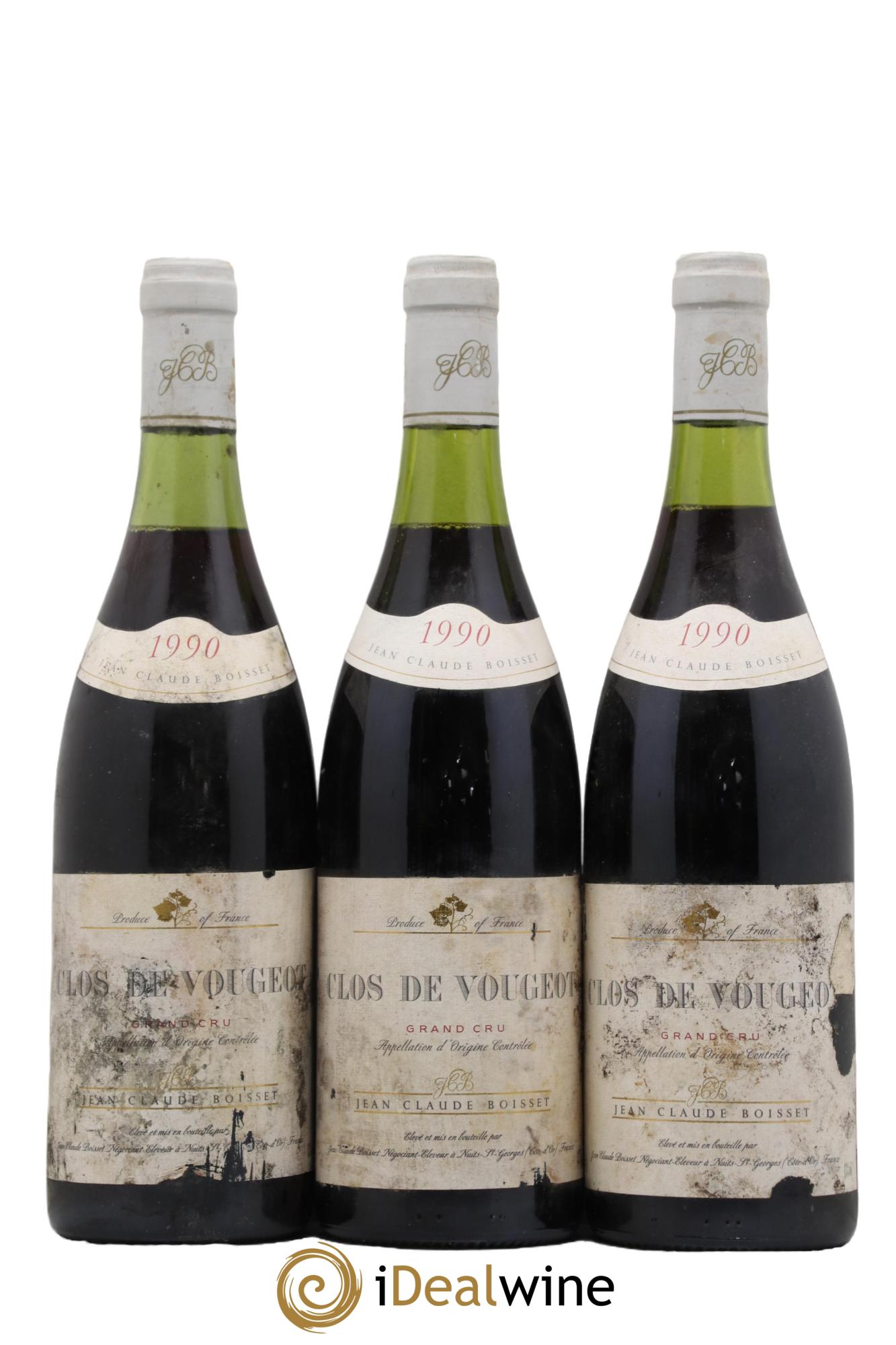 Clos de Vougeot Grand Cru Jean-Claude Boisset 1990 - Lot de 3 bouteilles - 0