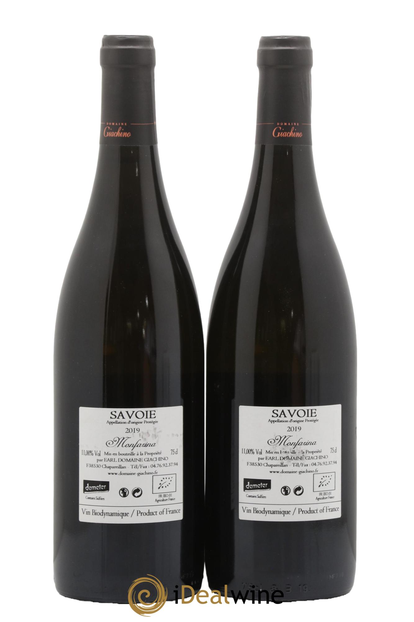 Vin de Savoie Monfarina Giachino 2019 - Lot de 2 bouteilles - 1