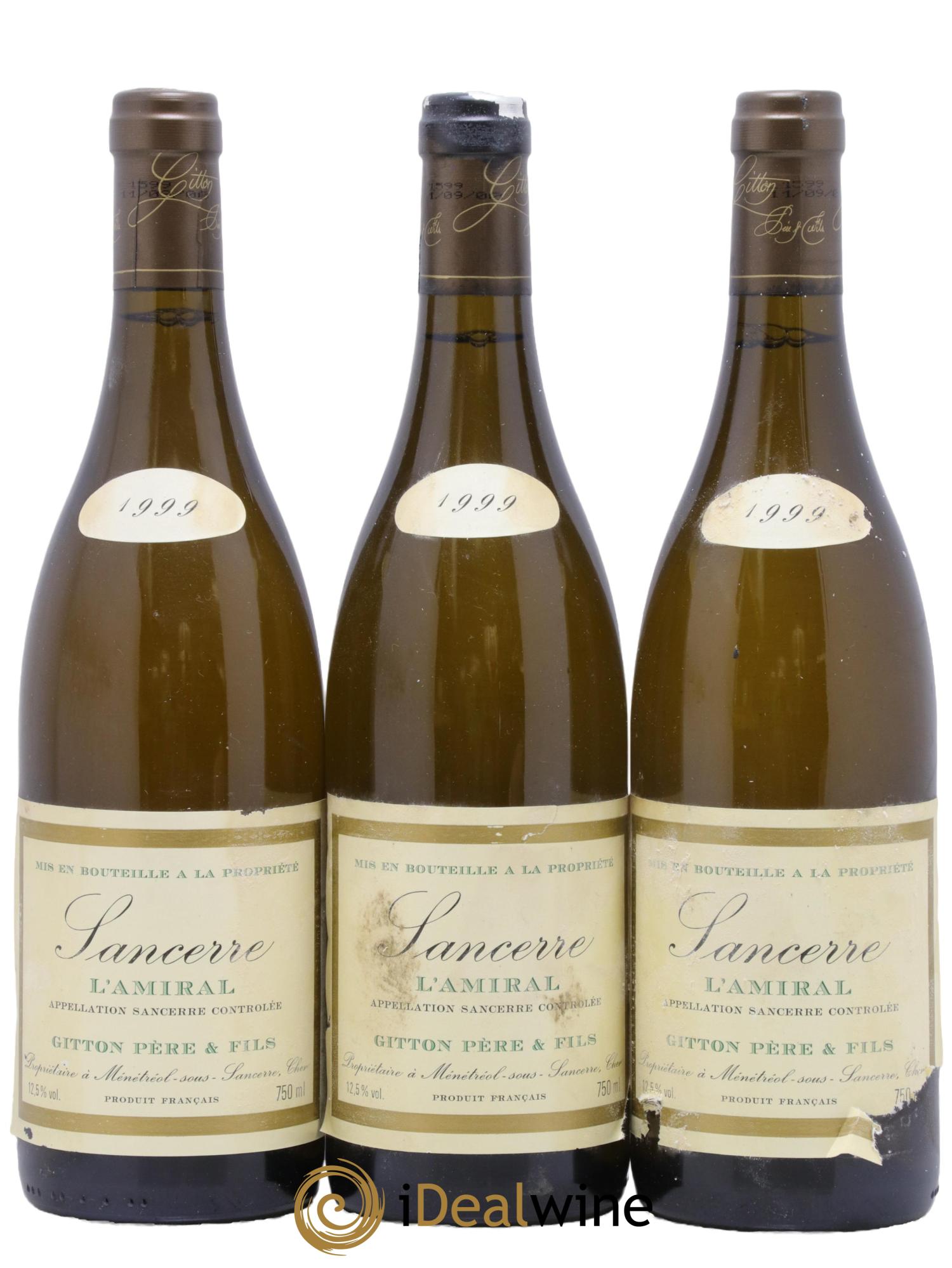 Sancerre L'Amiral Gitton 1999 - Lot of 3 bottles - 0