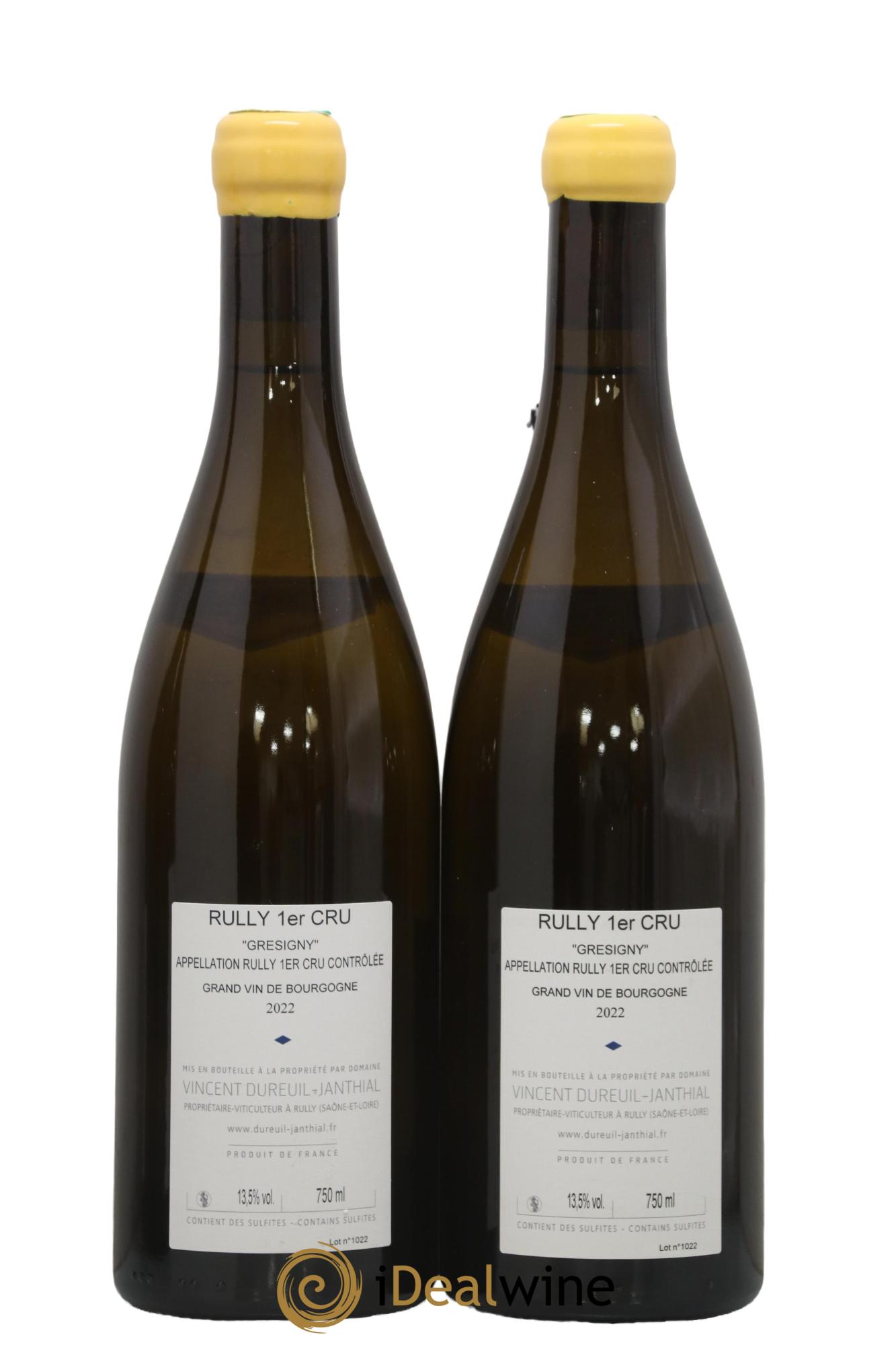 Rully 1er Cru Vieilles Vignes Grésigny Vincent Dureuil-Janthial 2022 - Lot de 2 bouteilles - 1
