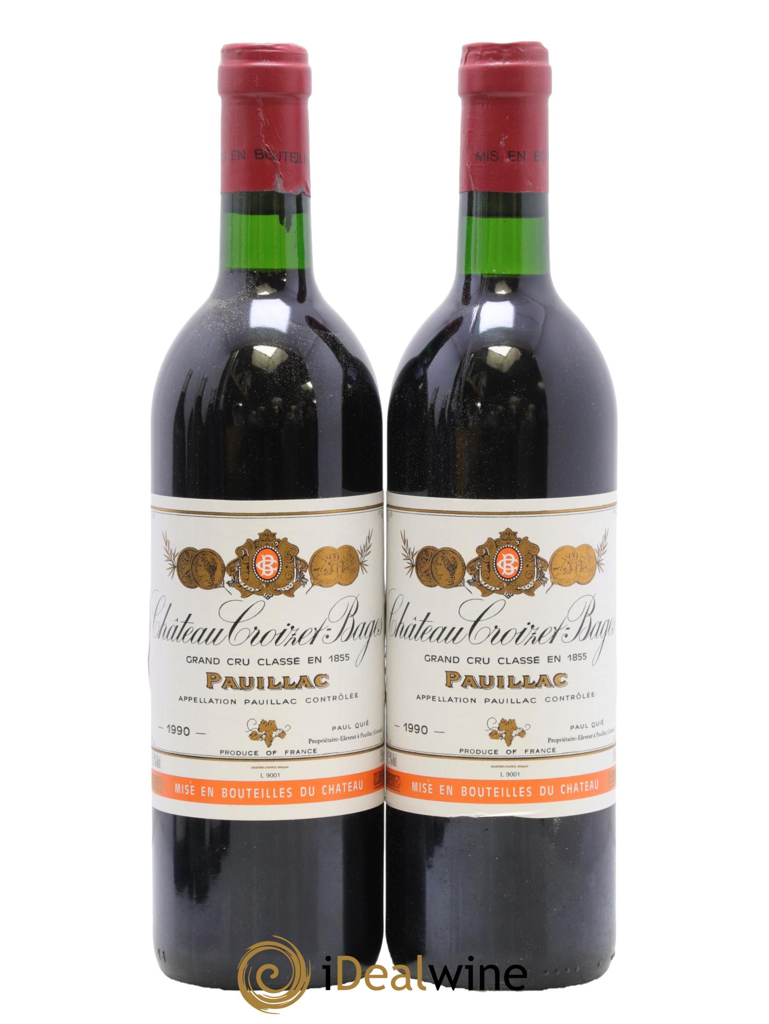 Château Croizet Bages 5ème Grand Cru Classé 1990 - Posten von 2 Flaschen - 0