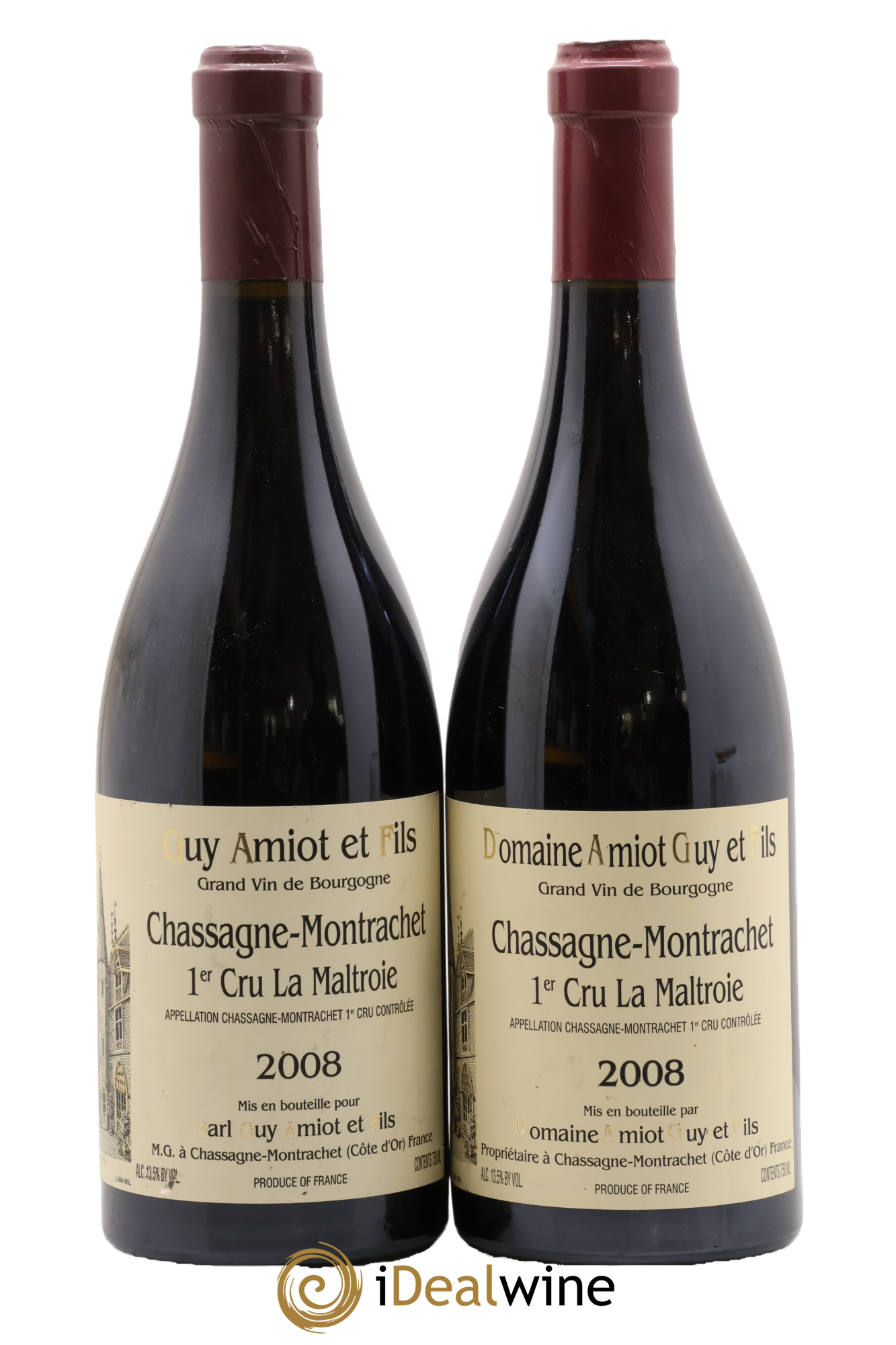 Chassagne-Montrachet 1er Cru La Maltroie Guy Amiot & Fils 2008 - Lot de 2 bouteilles - 0
