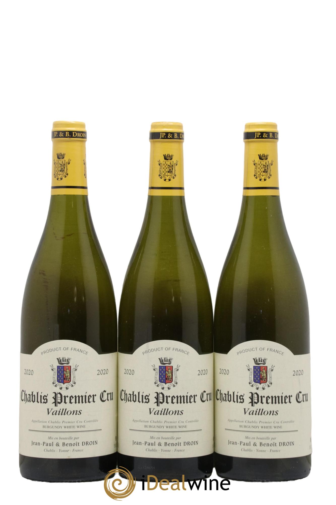 Chablis 1er Cru Vaillons Jean-Paul & Benoît Droin (Domaine) 2020 - Lotto di 3 bottiglie - 0
