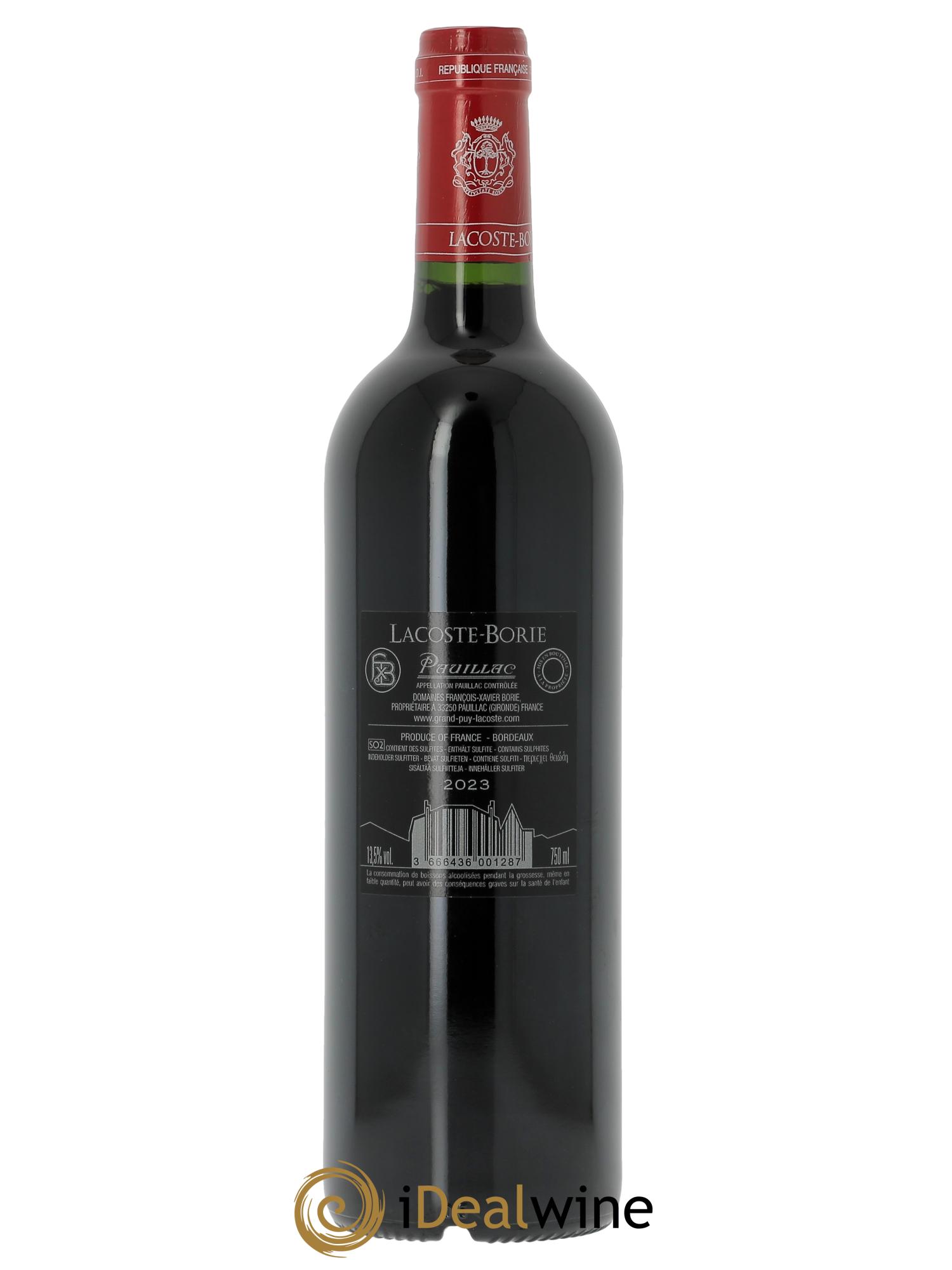 Lacoste Borie  2023 - Lot de 1 bouteille - 1