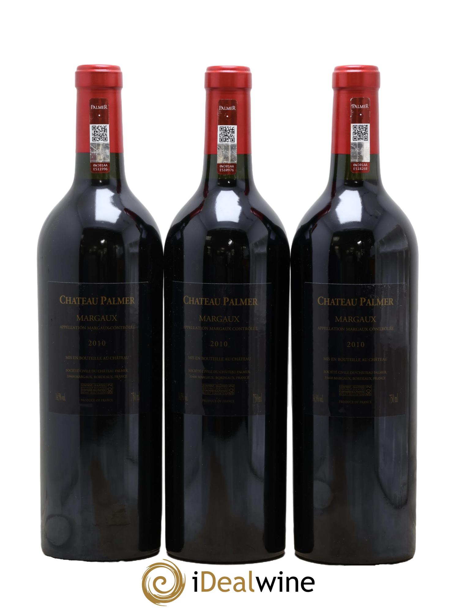 Château Palmer 3ème Grand Cru Classé 2010 - Lot of 3 bottles - 1