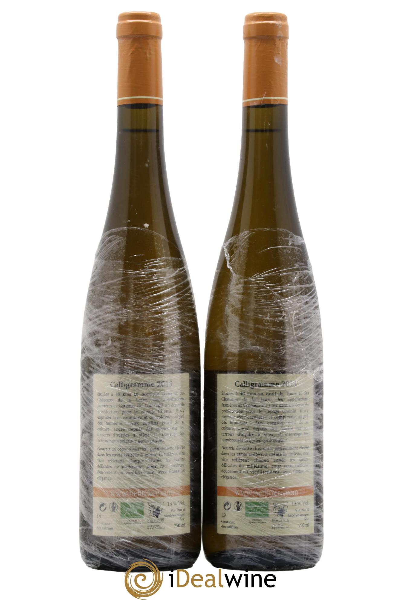 Jasnières Calligramme Domaine de Bellivière 2015 - Lot de 2 bouteilles - 1