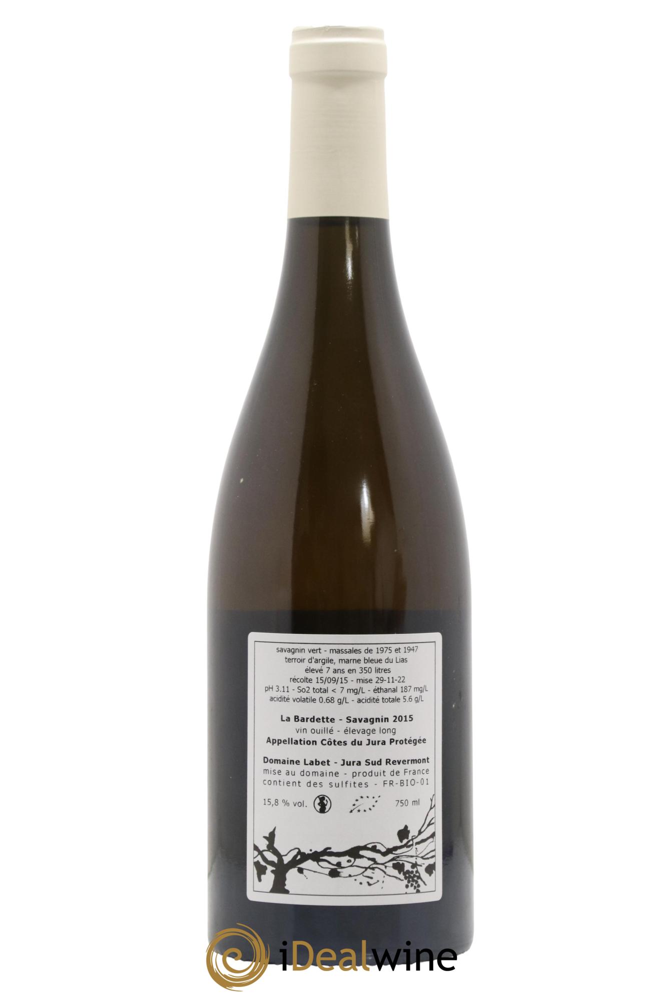 Côtes du Jura La Bardette Savagnin Vin Ouillé Élevage Long Domaine Labet 2015 - Posten von 1 Flasche - 1