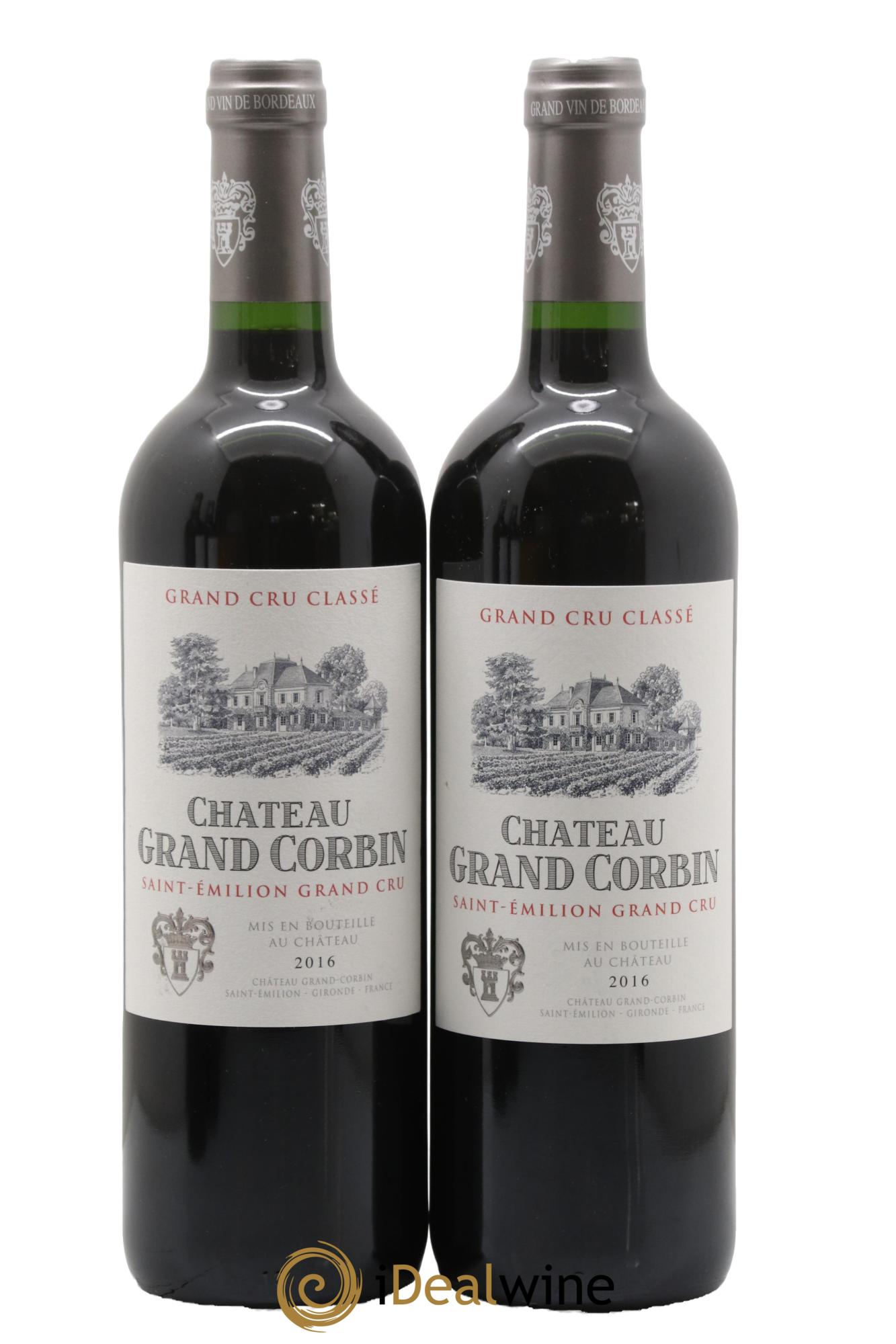 Château Grand Corbin Grand Cru Classé 2016 - Lot de 2 bouteilles - 0