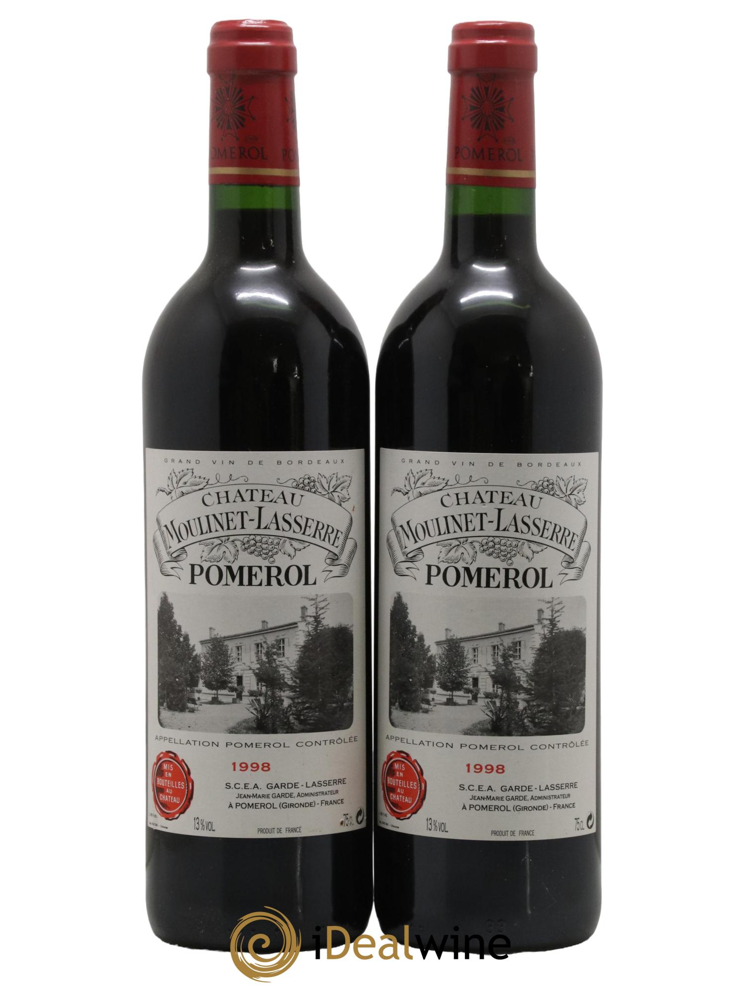 Château Moulinet Lasserre 1998 - Lot de 2 bouteilles - 0