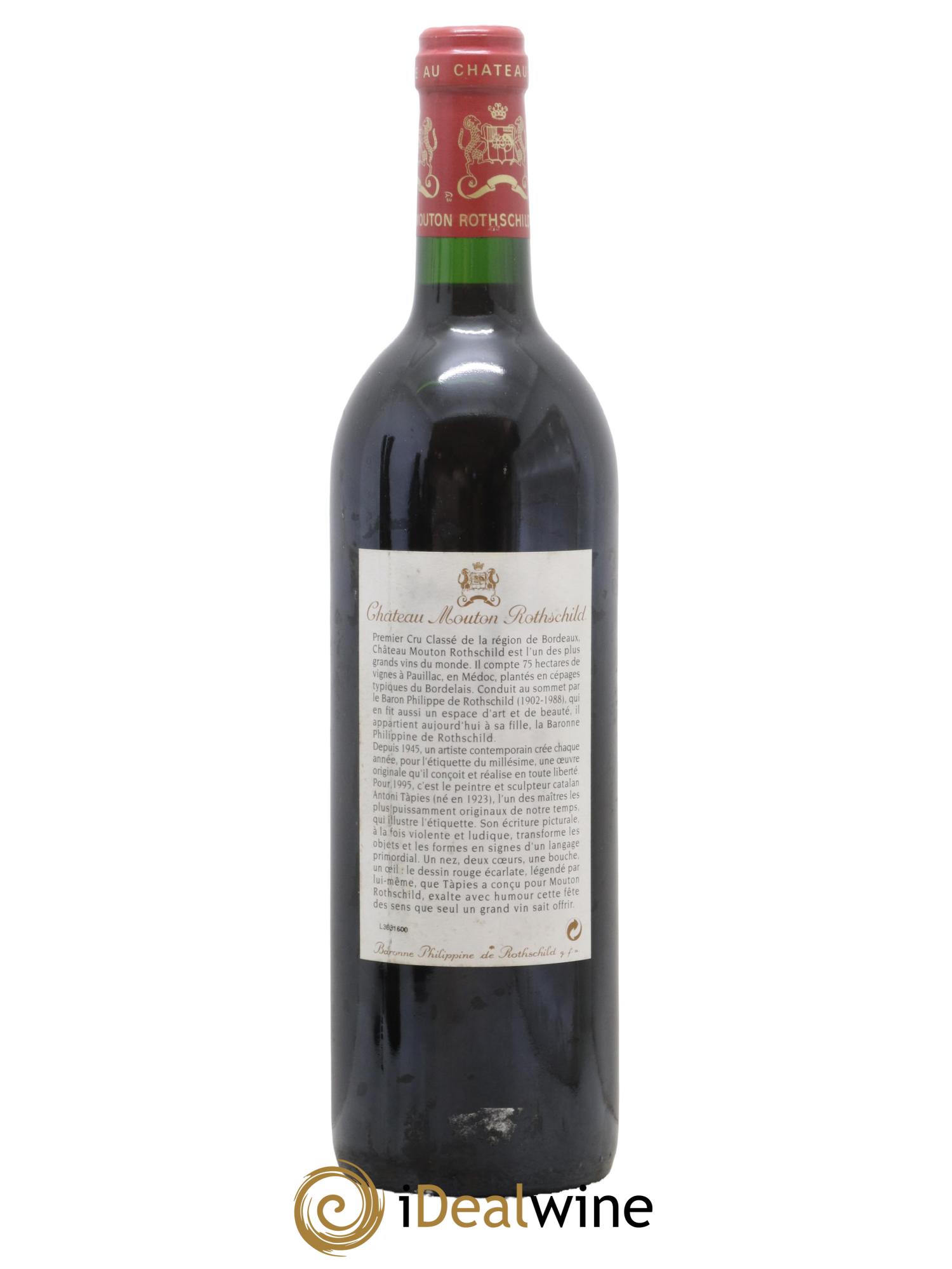 Château Mouton Rothschild 1er Grand Cru Classé 1995 - Lot de 1 bouteille - 1