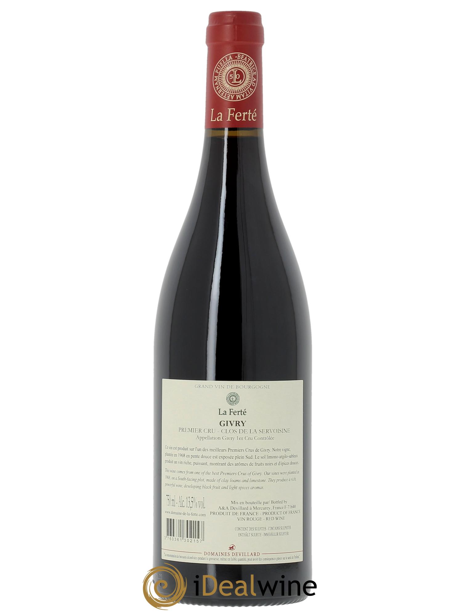 Givry 1er Cru Servoisine Domaine de la Ferté  2023 - Lot de 1 bouteille - 1