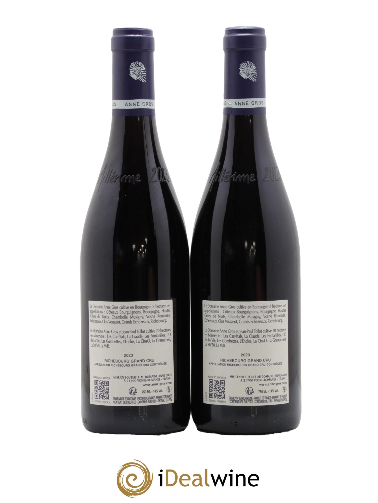 Richebourg Grand Cru Anne Gros 2023 - Lotto di 2 bottiglie - 1