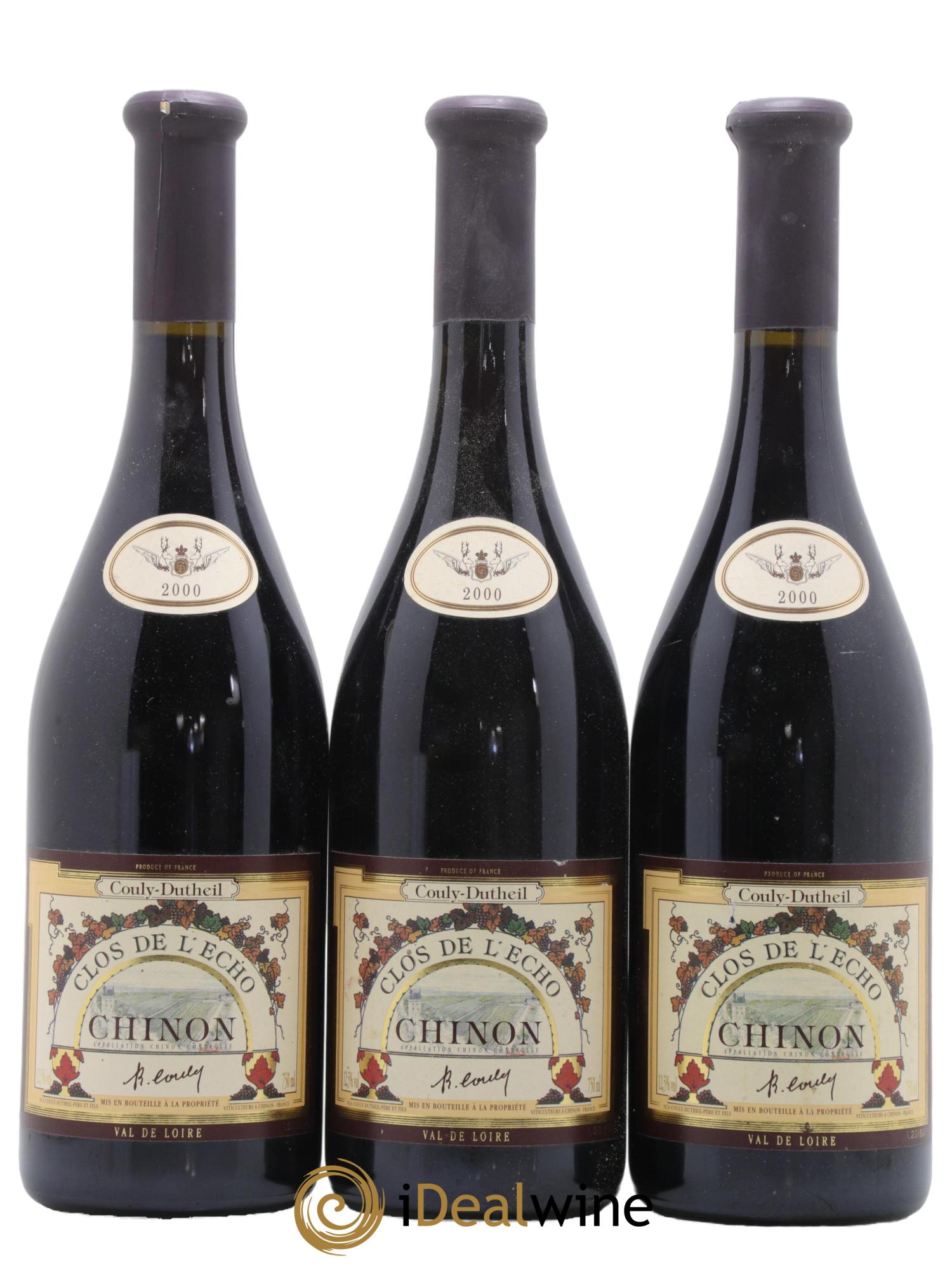Chinon Clos de l'Echo Couly-Dutheil 2000 - Lot de 3 bouteilles - 0