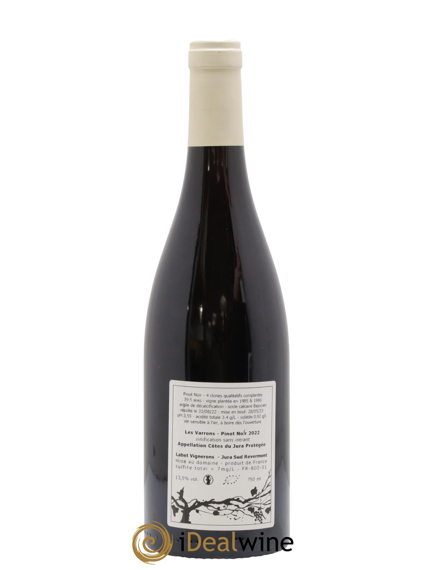 Côtes du Jura Pinot Noir Les Varrons Sélection Clonale Romain - Julien - Charline Labet 2022 - Lot de 1 bouteille - 1