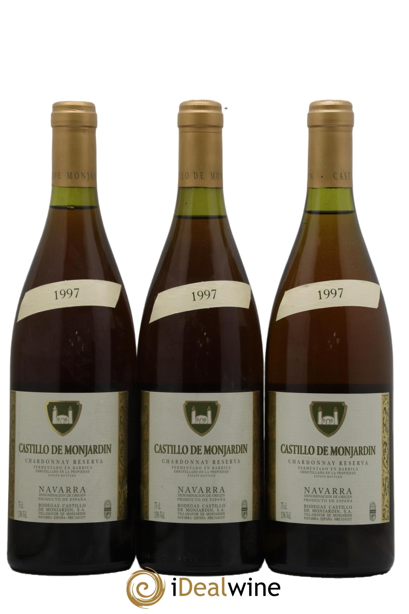 Espagne Reserva Navarra Chardonnay Castillo de Monjardin 1997 - Lot de 3 bouteilles - 0