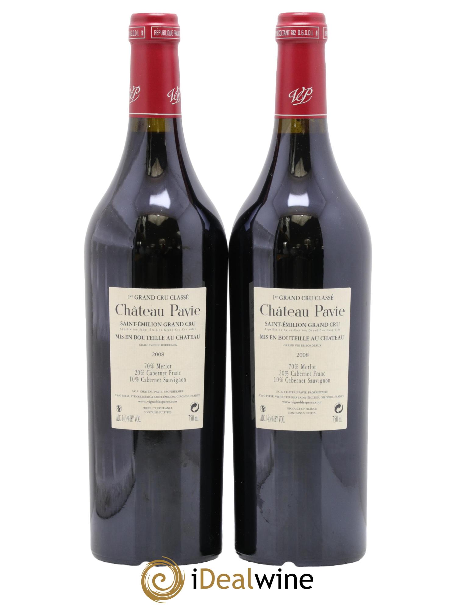 Château Pavie 1er Grand Cru Classé A 2008 - Posten von 2 Flaschen - 1
