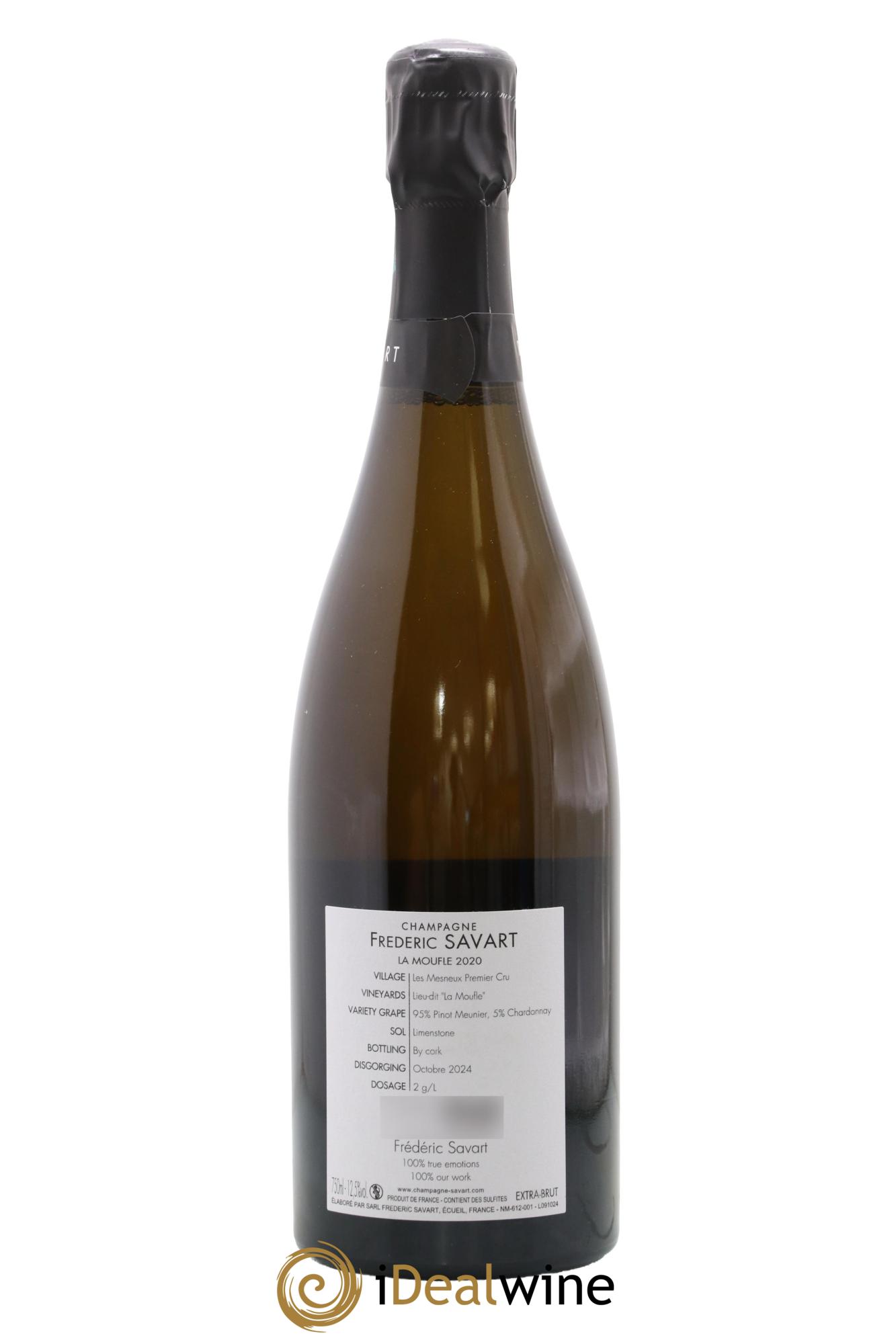 Champagne 1er cru Extra Brut La Moufle Frederic Savart 2020 - Lot de 1 bouteille - 1