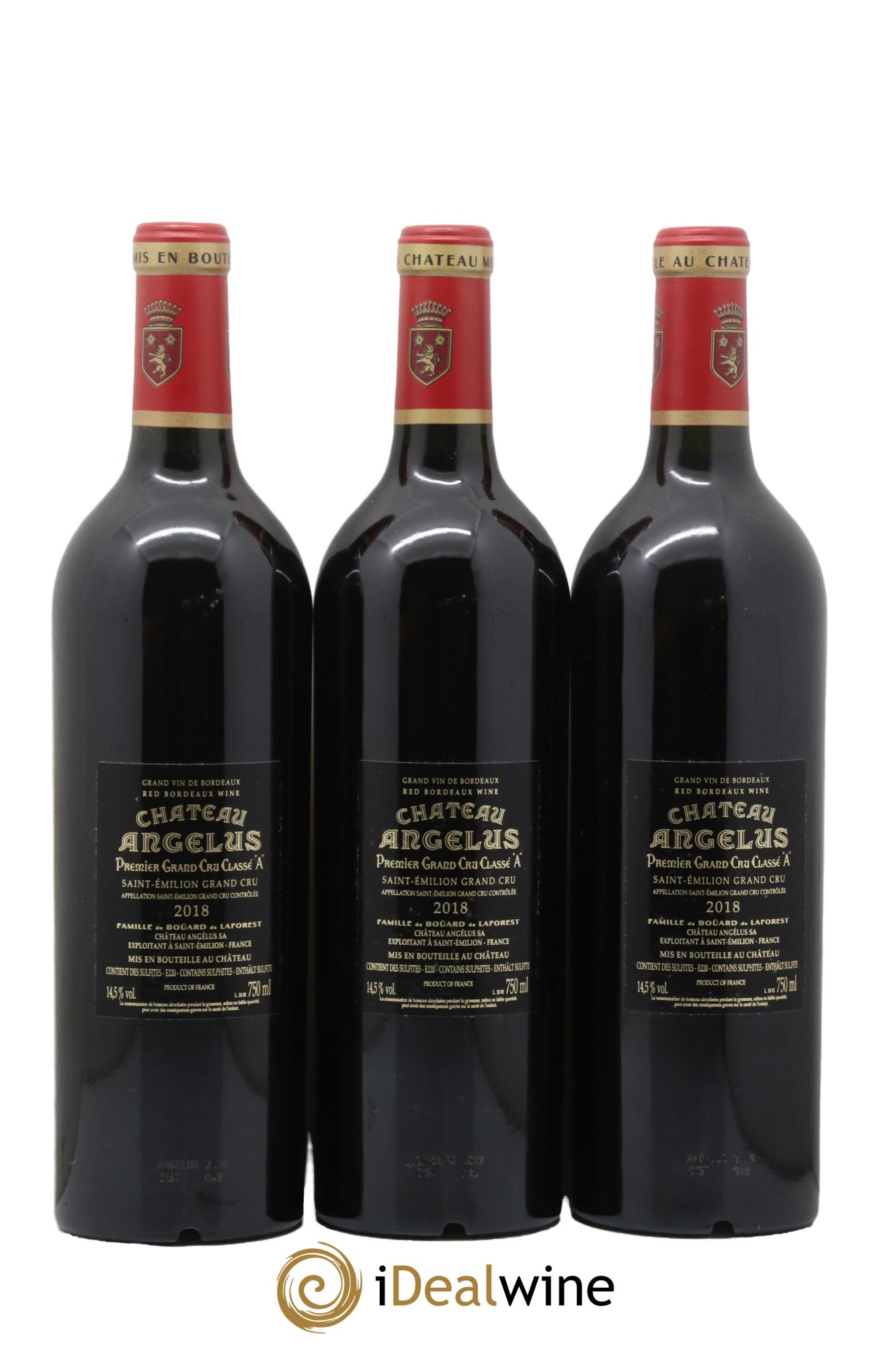 Château Angélus 1er Grand Cru Classé A 2018 - Lot de 3 bouteilles - 1