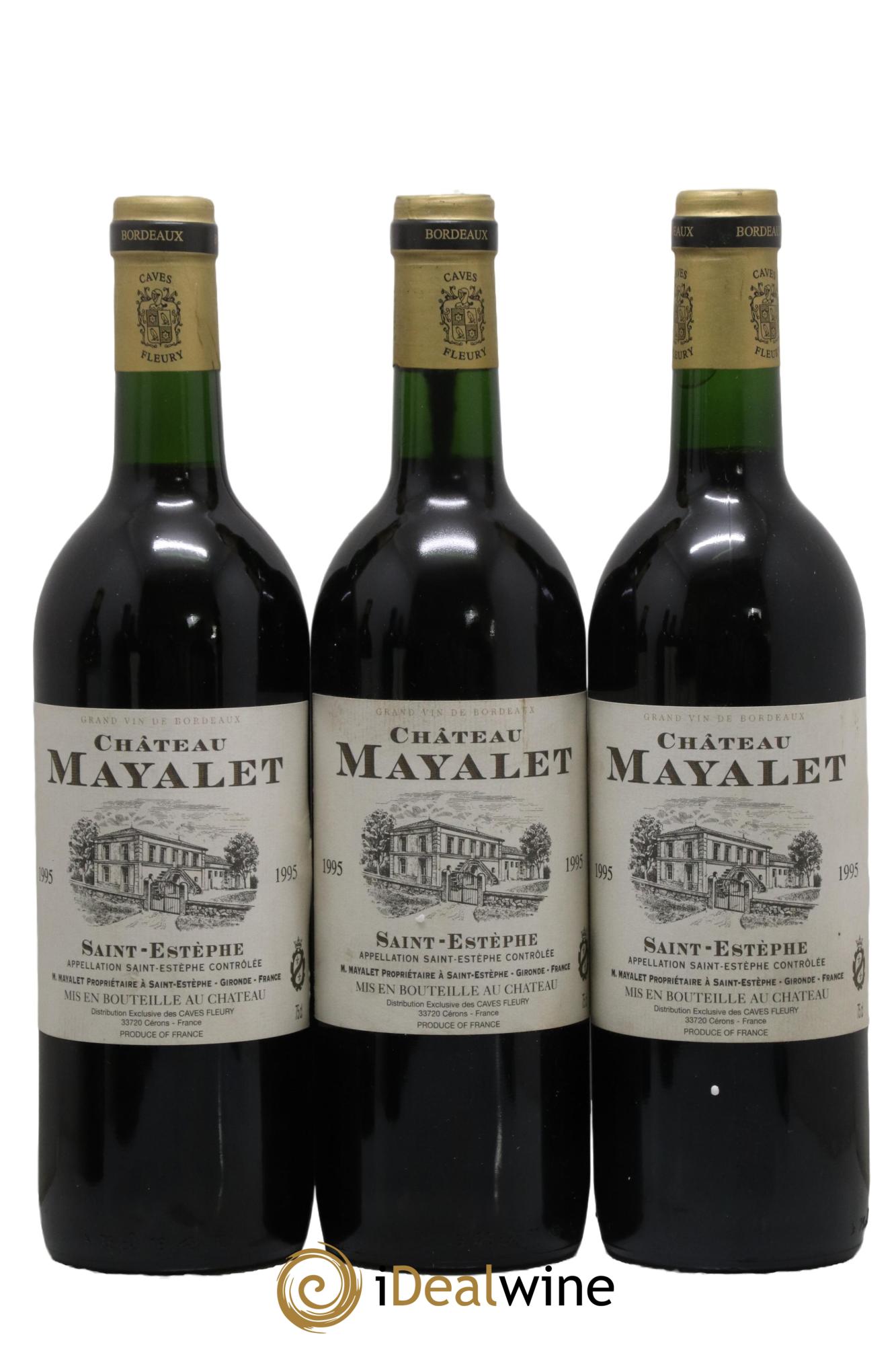Saint-Estèphe Château Mayalet 1995 - Lot de 3 bouteilles - 0