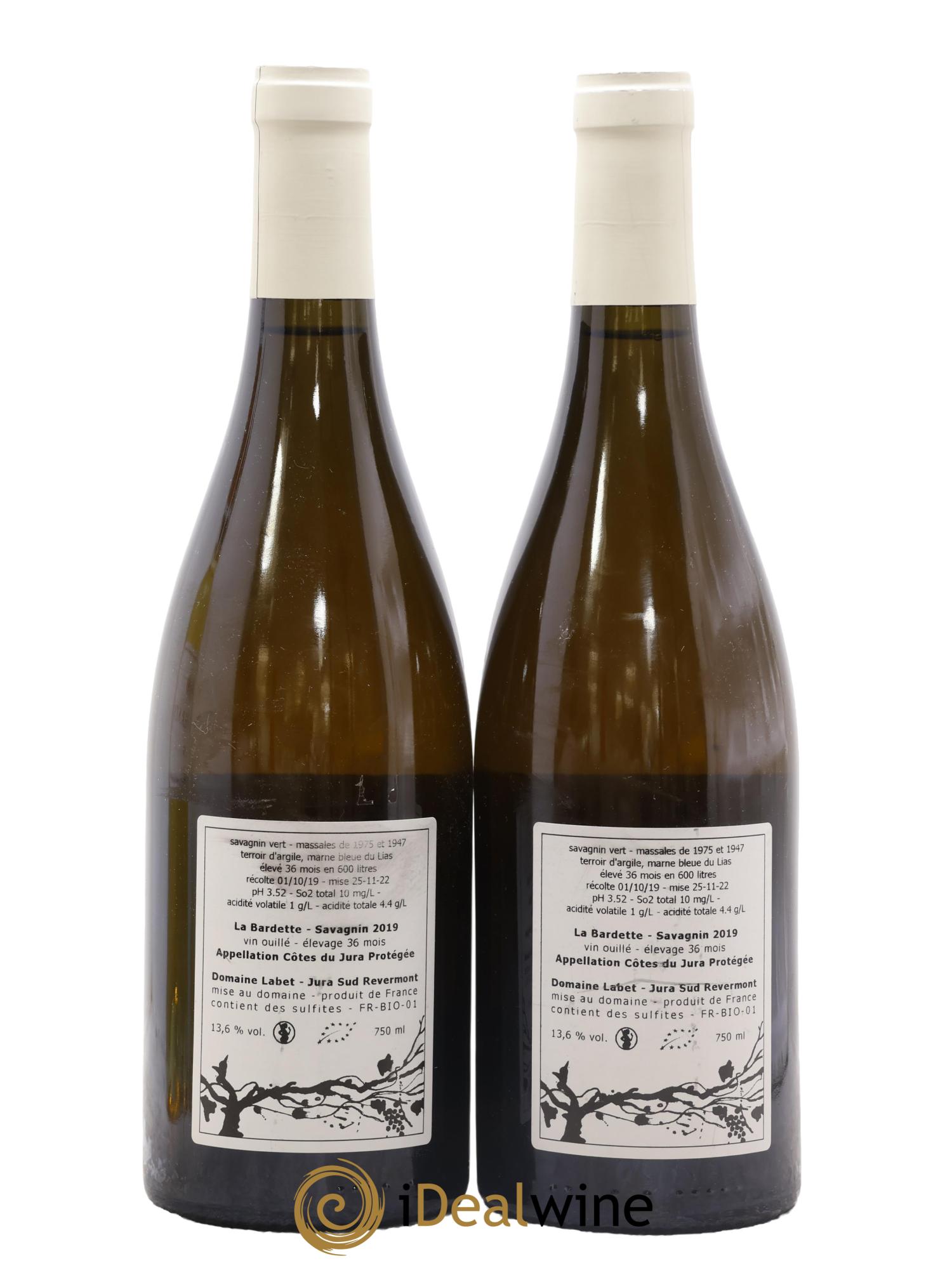 Côtes du Jura Savagnin La Bardette Elevage Long Romain - Julien  - Charline Labet 2019 - Lot of 2 bottles - 1