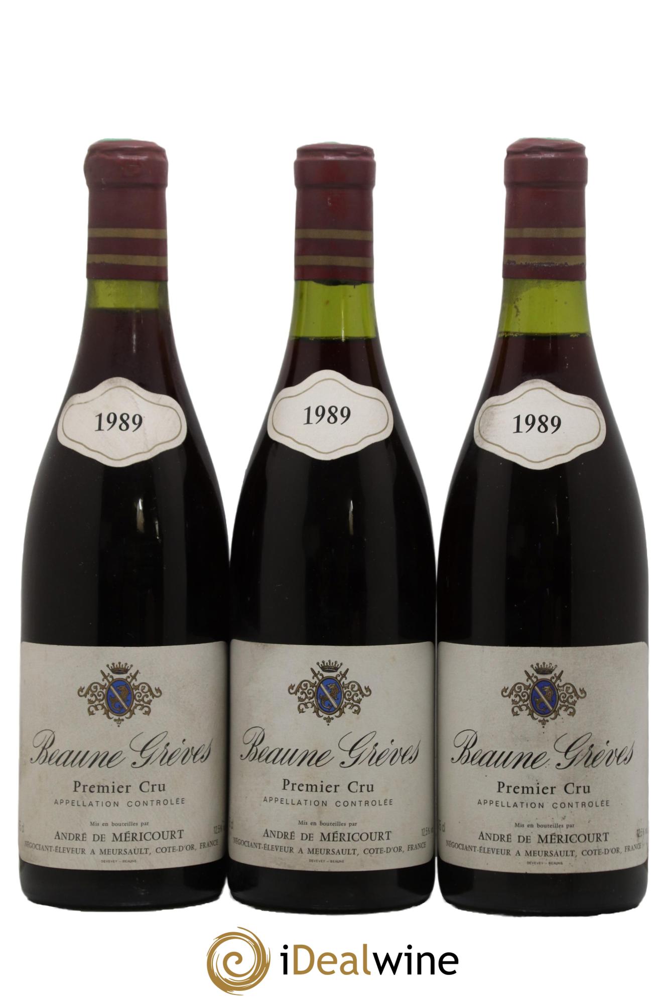 Beaune 1er Cru Grèves André de Méricourt 1989 - Lotto di 3 bottiglie - 0