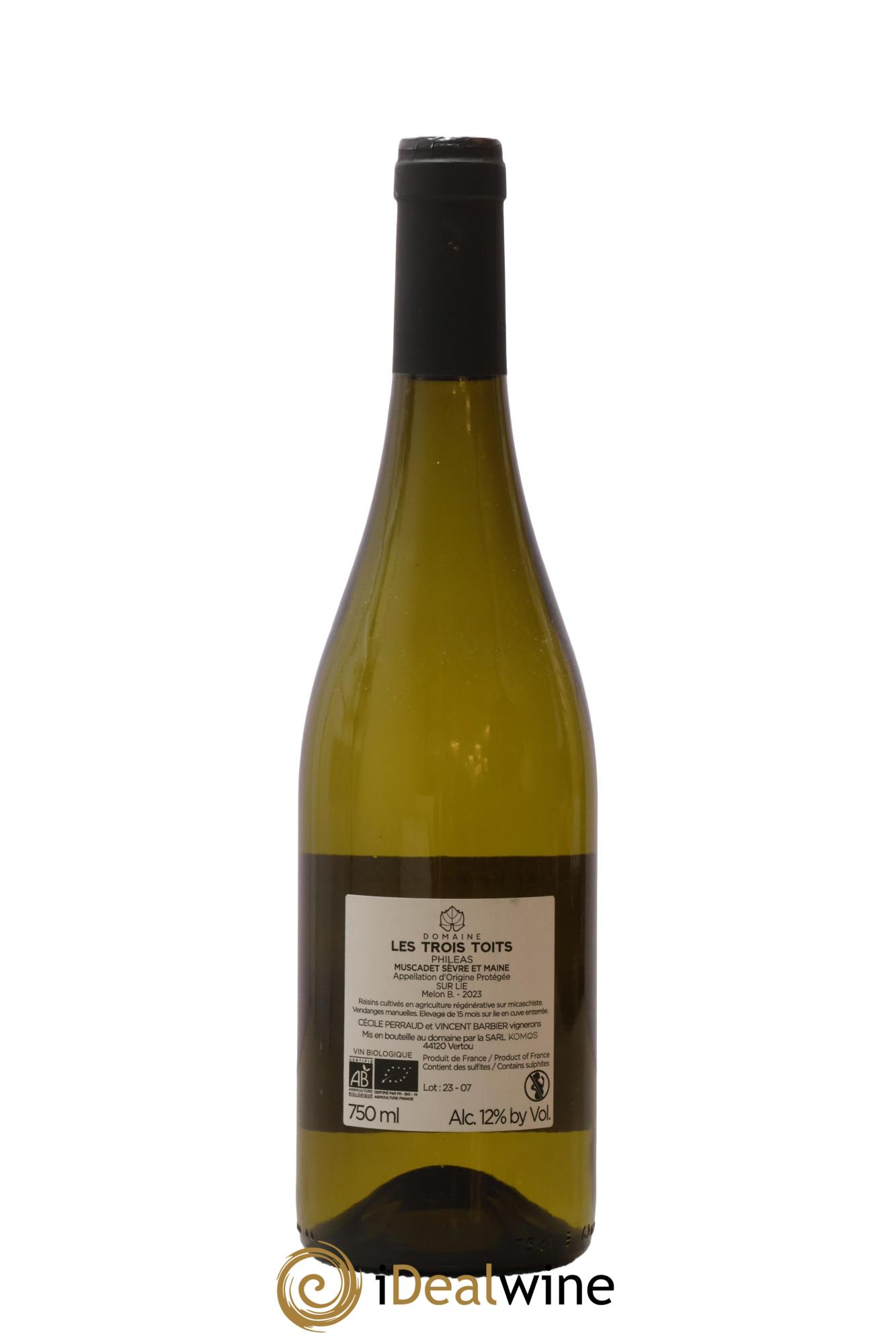 Muscadet-Sèvre-et-Maine Phileas Les Trois Toits 2023 - Lot de 1 bouteille - 1