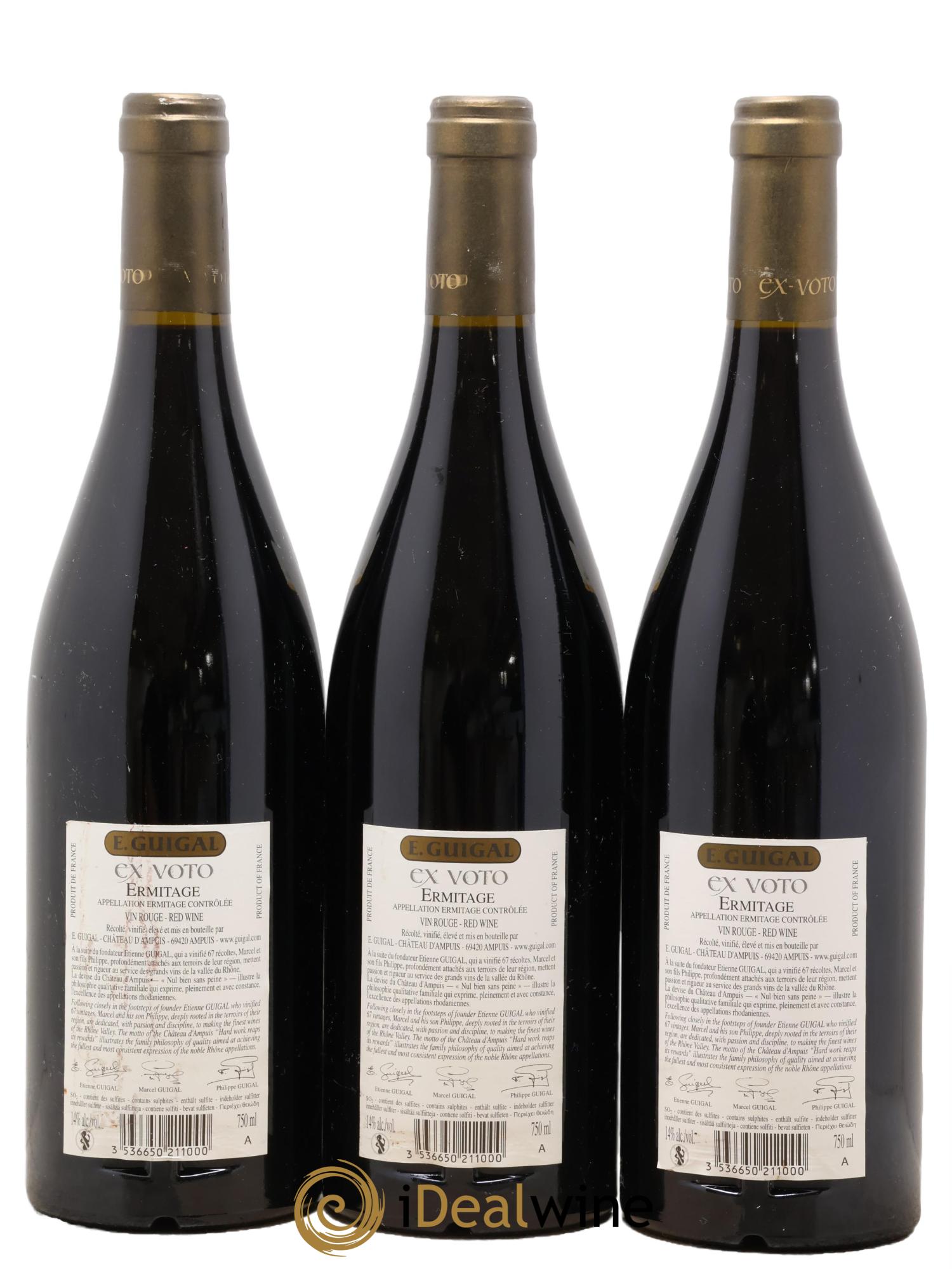 Ermitage Ex Voto Guigal 2012 - Lot of 3 bottles - 1