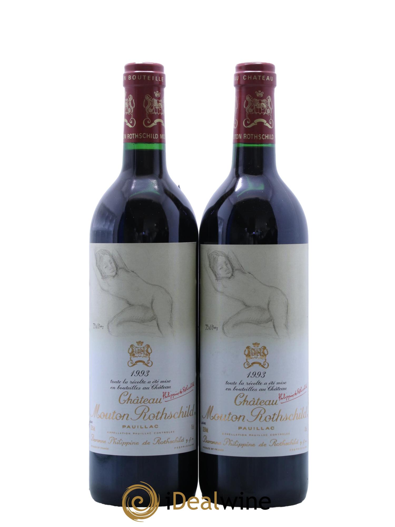 Château Mouton Rothschild 1er Grand Cru Classé 1993 - Lot de 2 bouteilles - 0
