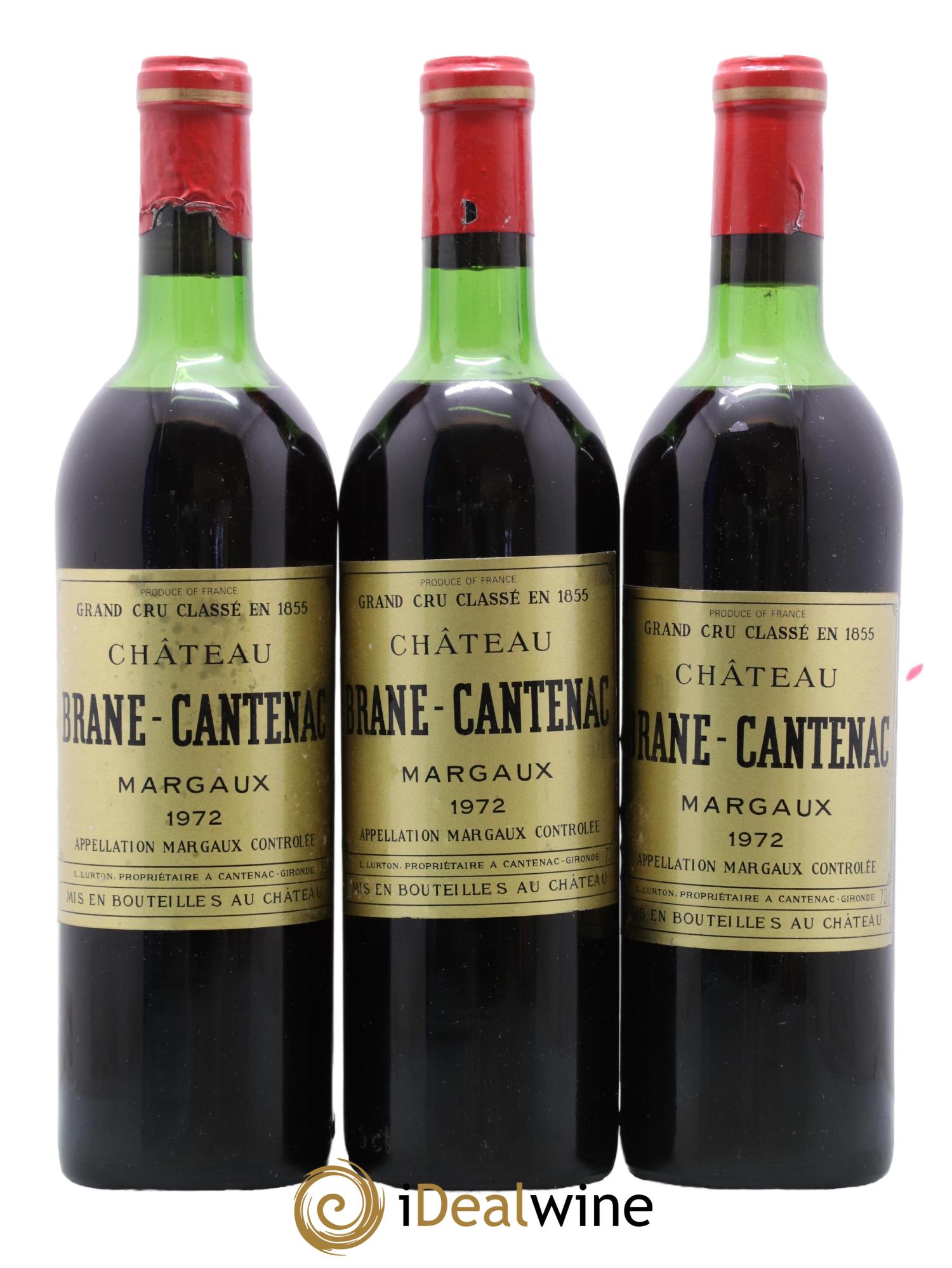 Château Brane Cantenac 2ème Grand Cru Classé 1972 - Lot de 3 bouteilles - 0