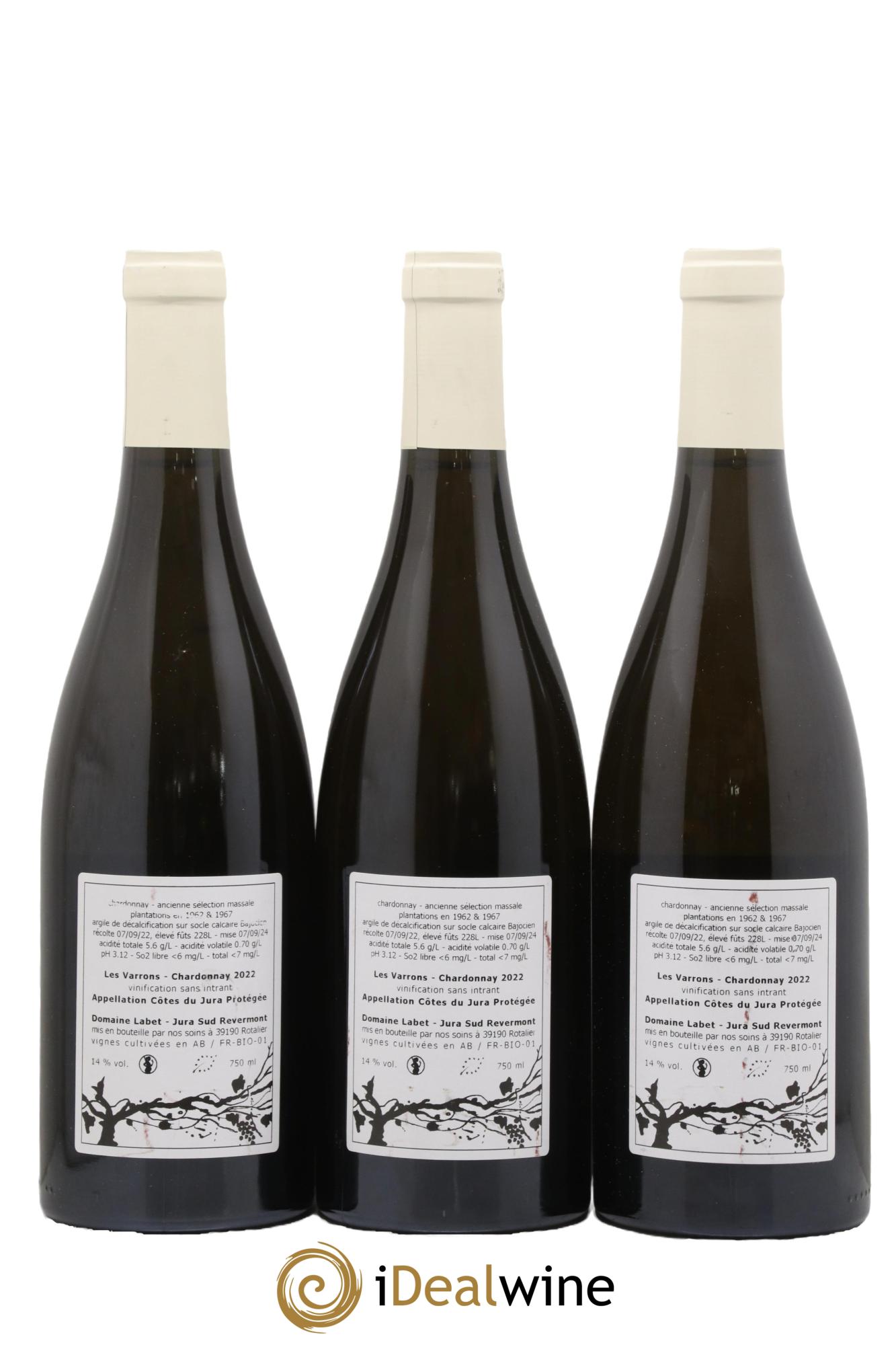 Côtes du Jura Chardonnay Les Varrons Romain - Julien  - Charline Labet  2022 - Lot of 3 bottles - 1