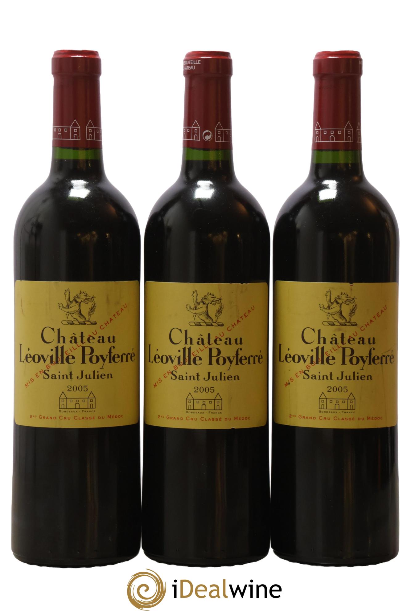 Château Léoville Poyferré 2ème Grand Cru Classé  2005 - Lot of 3 bottles - 0