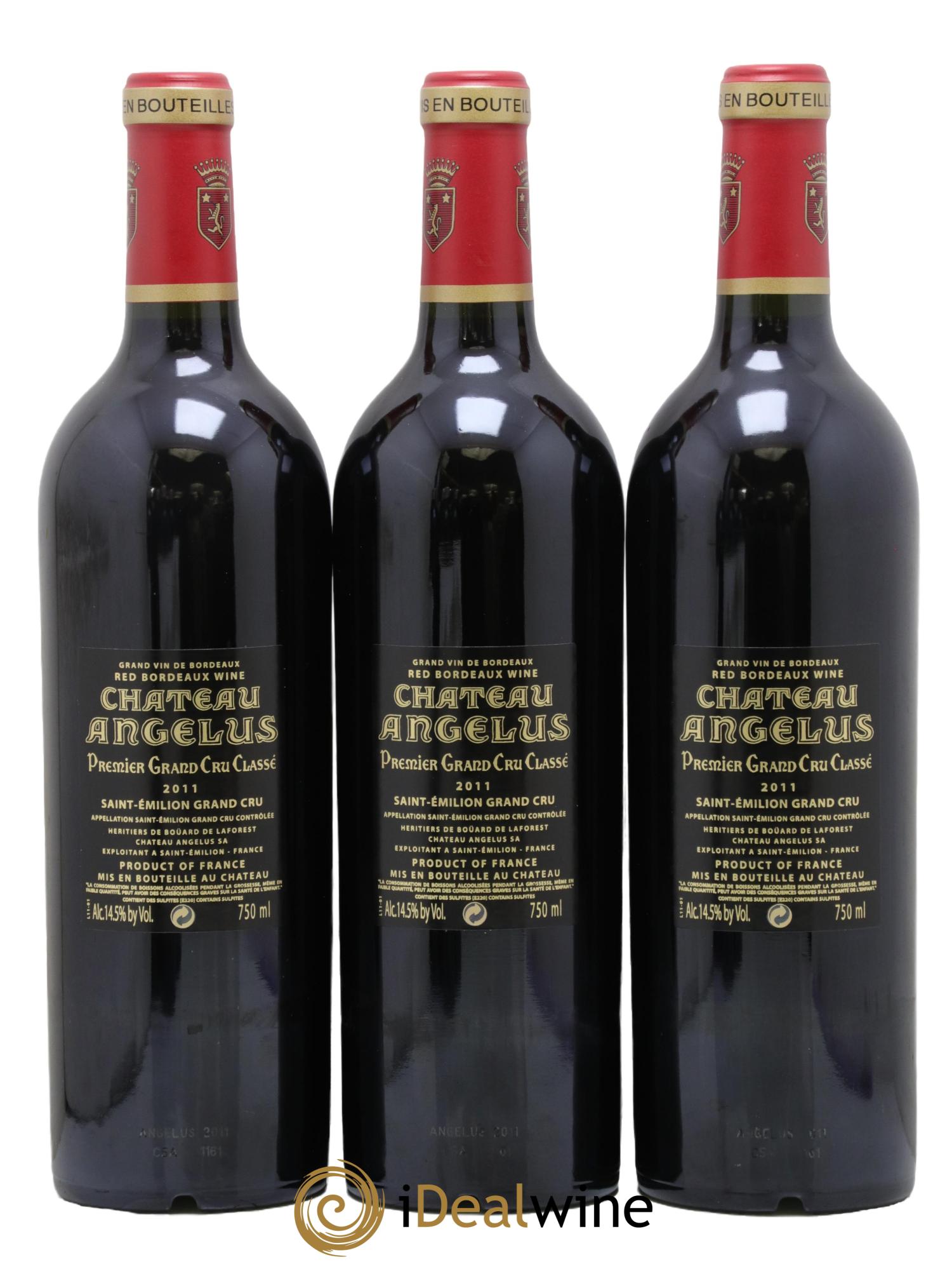 Château Angélus 1er Grand Cru Classé A 2011 - Lot de 3 bouteilles - 1