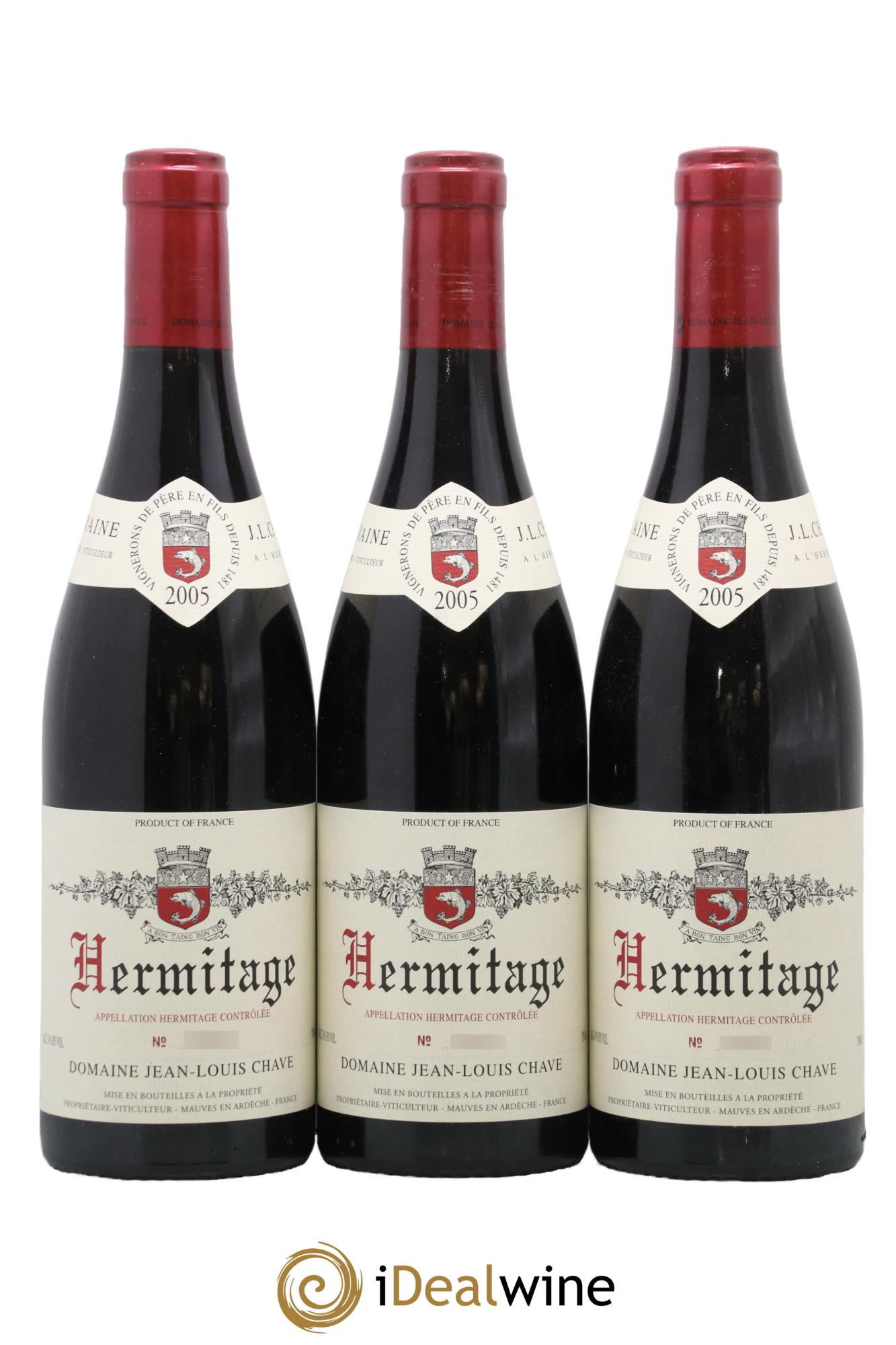 Hermitage Jean-Louis Chave 2005 - Lot of 3 bottles - 0