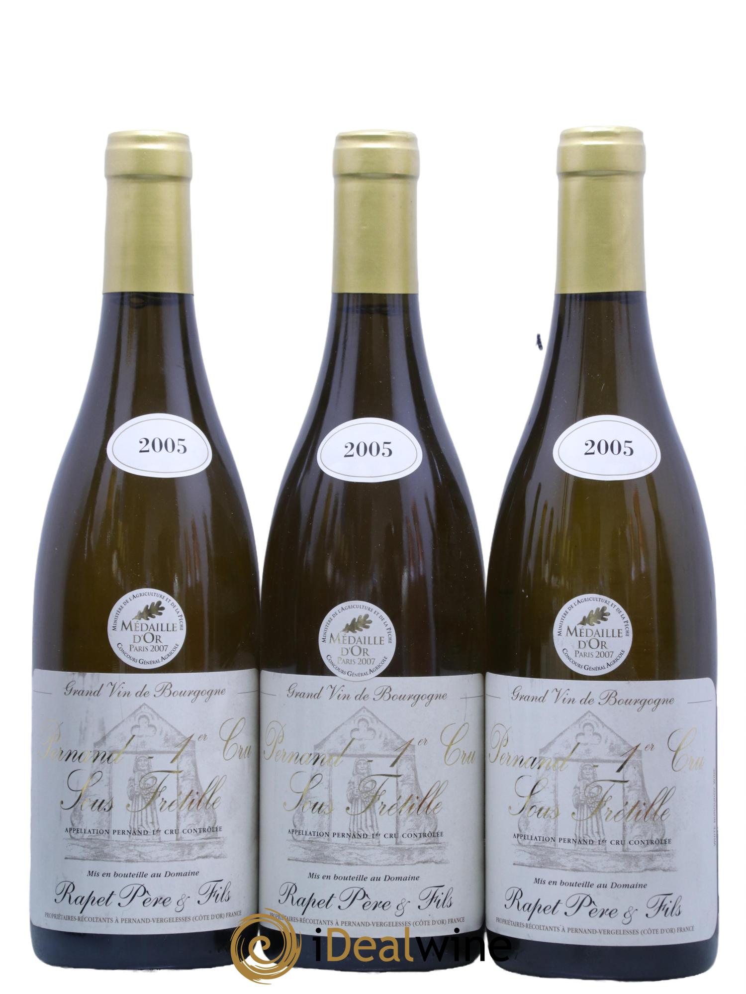 Pernand-Vergelesses 1er Cru Sous Fretille Domaine Rapet 2005 - Lot de 3 bouteilles - 0