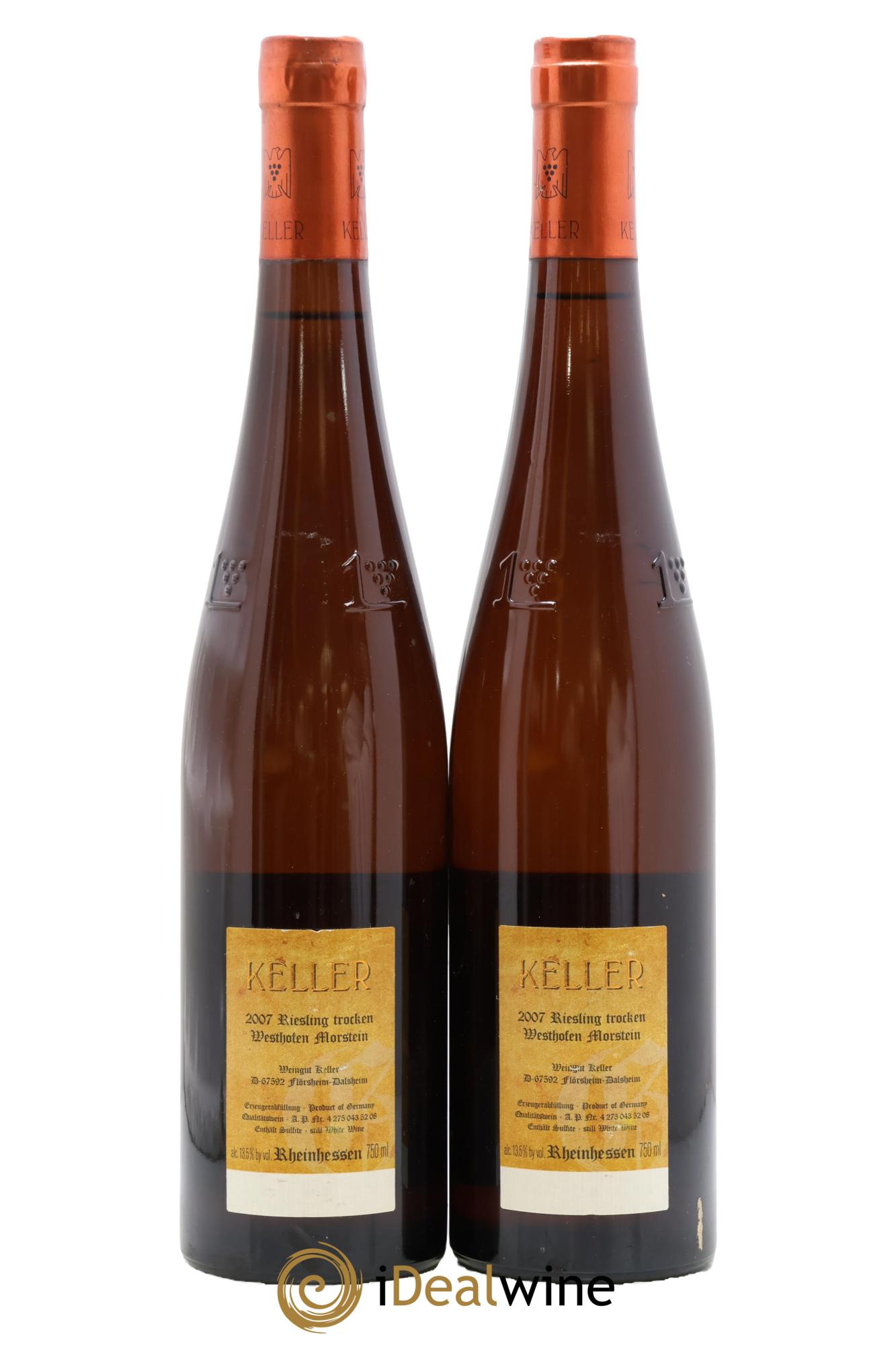 Riesling Trocken  GG Westhofen Morstein Keller Riesling Westhofener Abtserde Trocken Keller 2007 - Lot of 2 bottles - 1