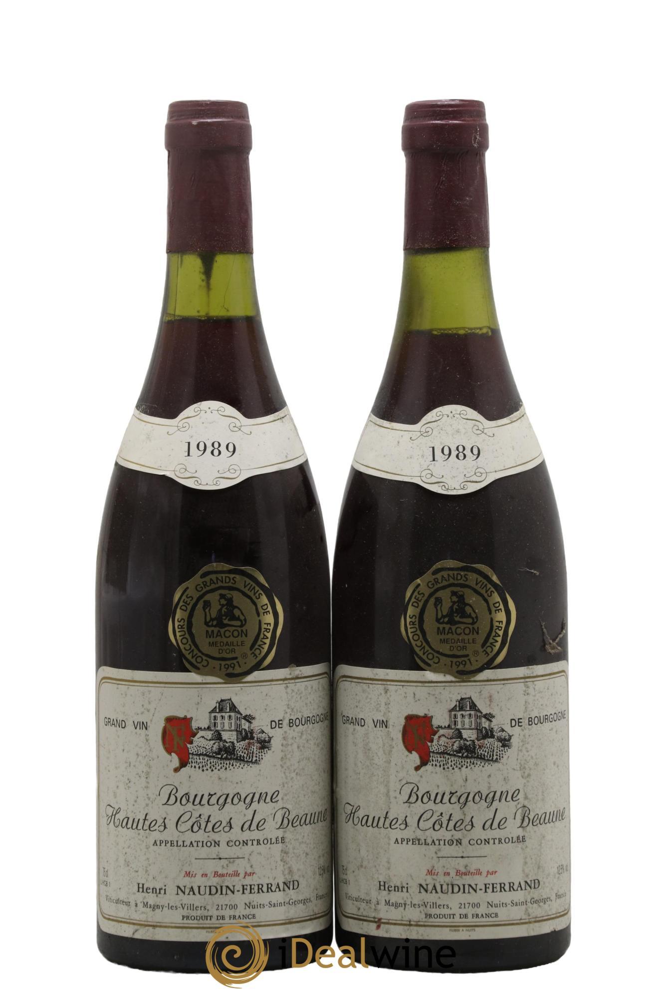 Hautes-Côtes de Beaune Naudin-Ferrand (Domaine)  1989 - Lot of 2 bottles - 0