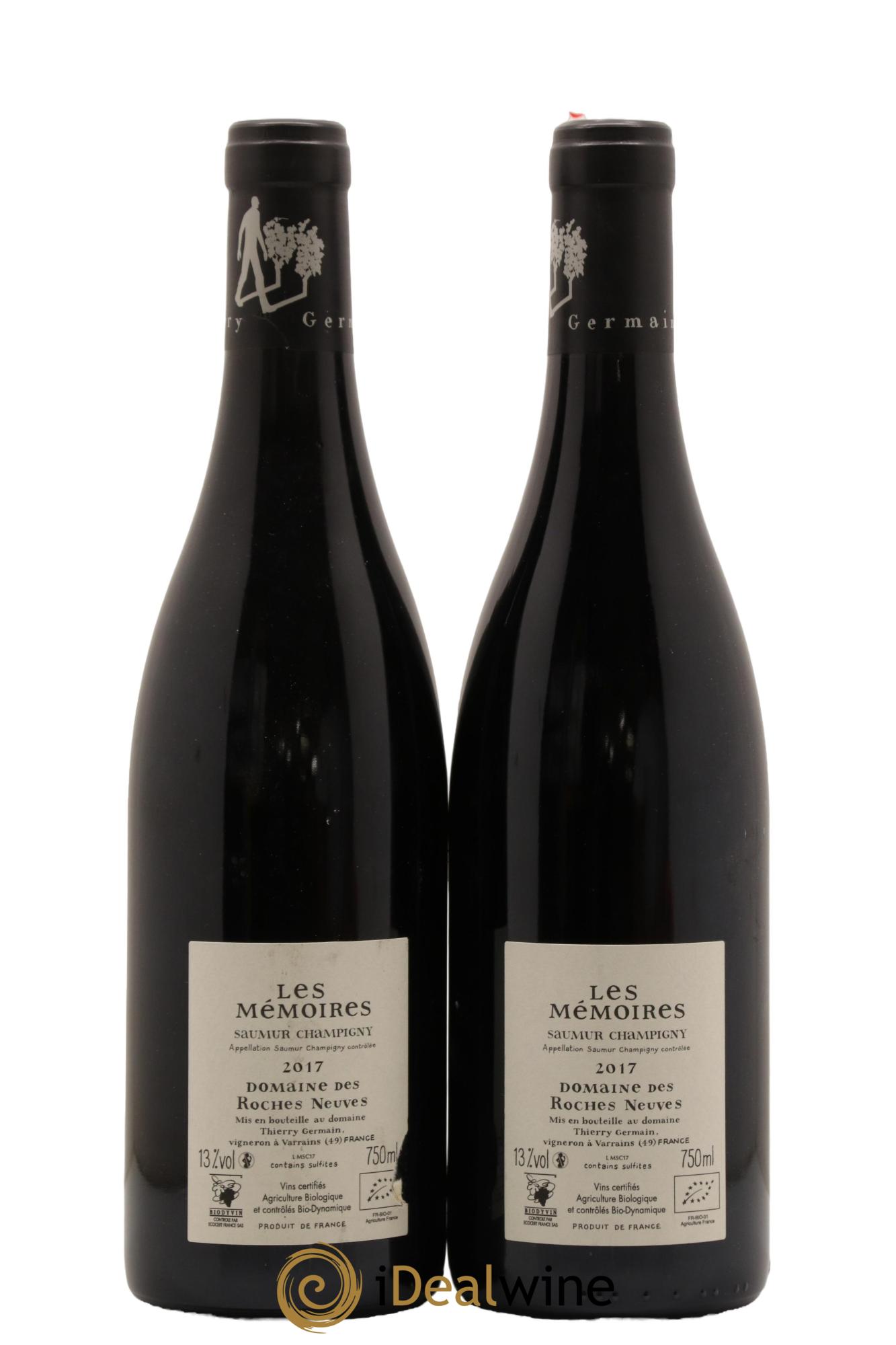Saumur-Champigny Les Mémoires Domaine des Roches Neuves - Thierry Germain 2017 - Lot de 2 bouteilles - 1