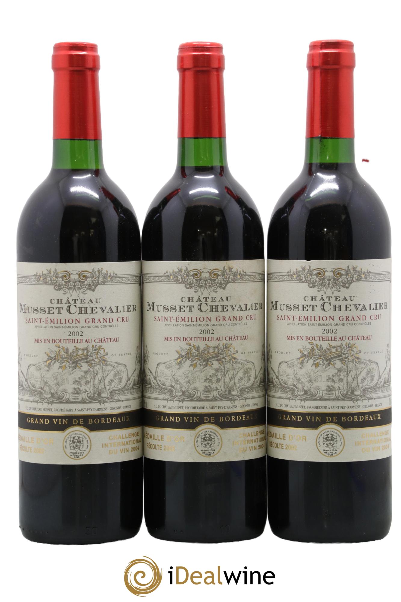 Saint-Émilion Grand Cru Château Musset Chevalier 2002 - Lot de 3 bouteilles - 0