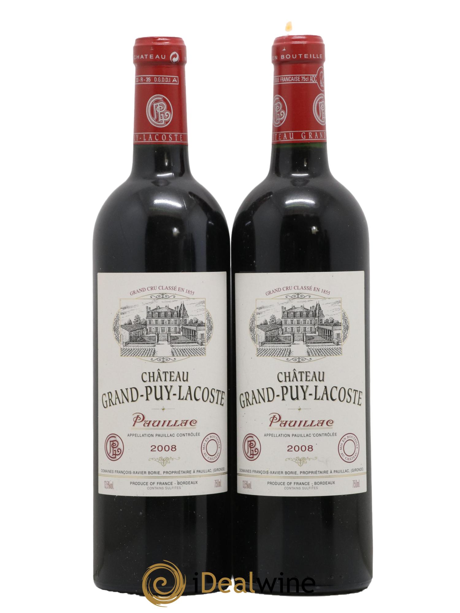 Château Grand Puy Lacoste 5ème Grand Cru Classé 2008 - Lot de 2 bouteilles - 0